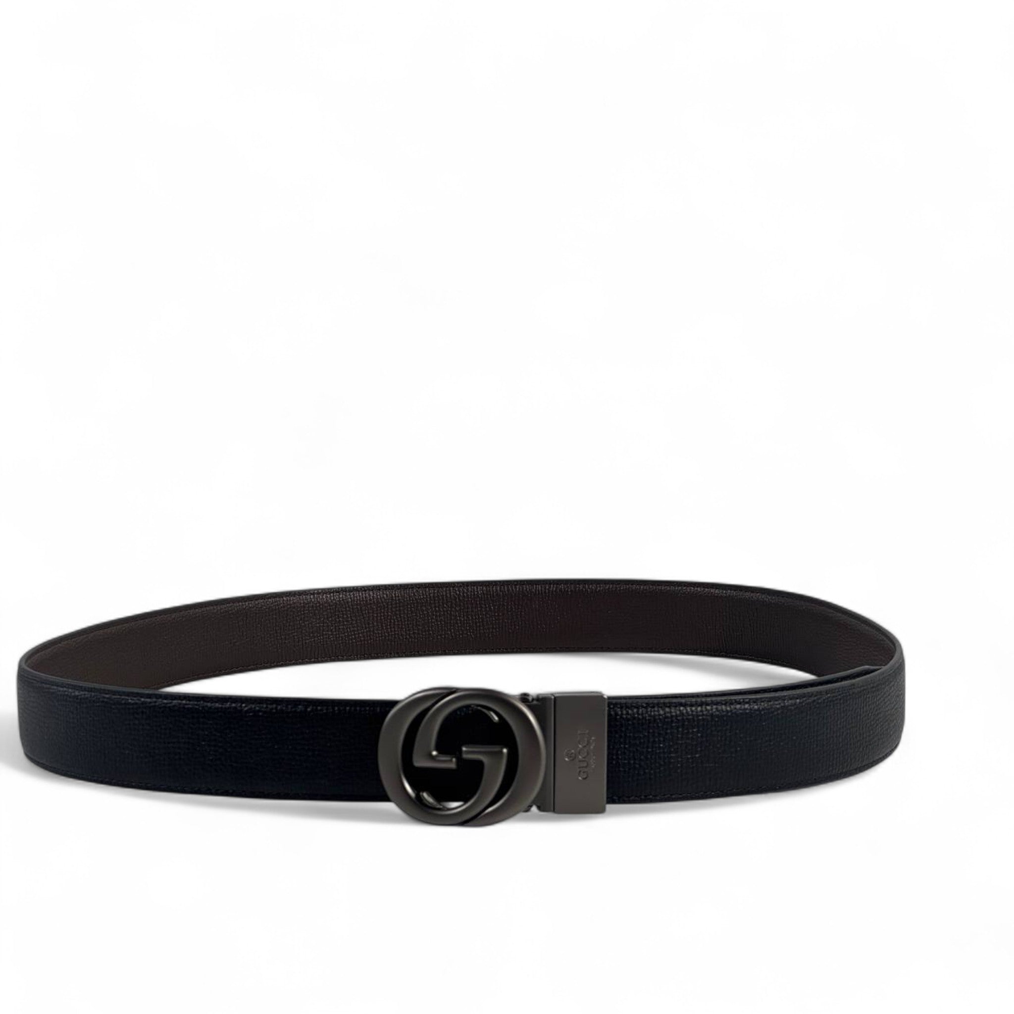 Gucci Interlocking G Black Leather Belt – 115CM 🖤✨