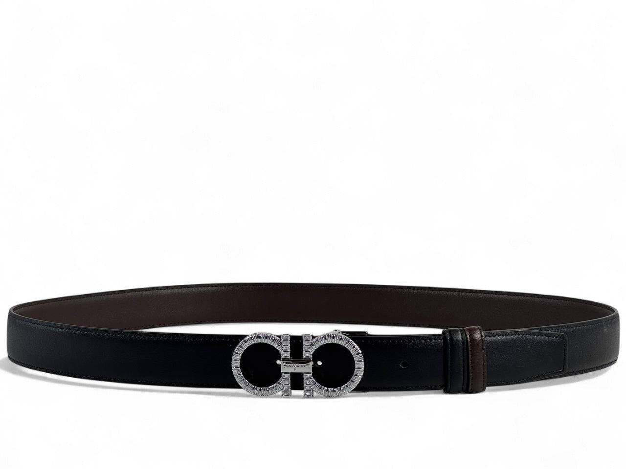 Salvatore Ferragamo Double Gancini Black Leather Belt – 130CM ✨🖤