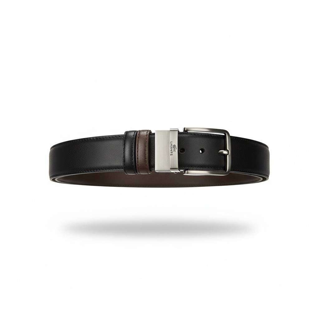 🖤✨ Lacoste Reversible Leather Belt – Black & Brown | 125CM Classic Luxury