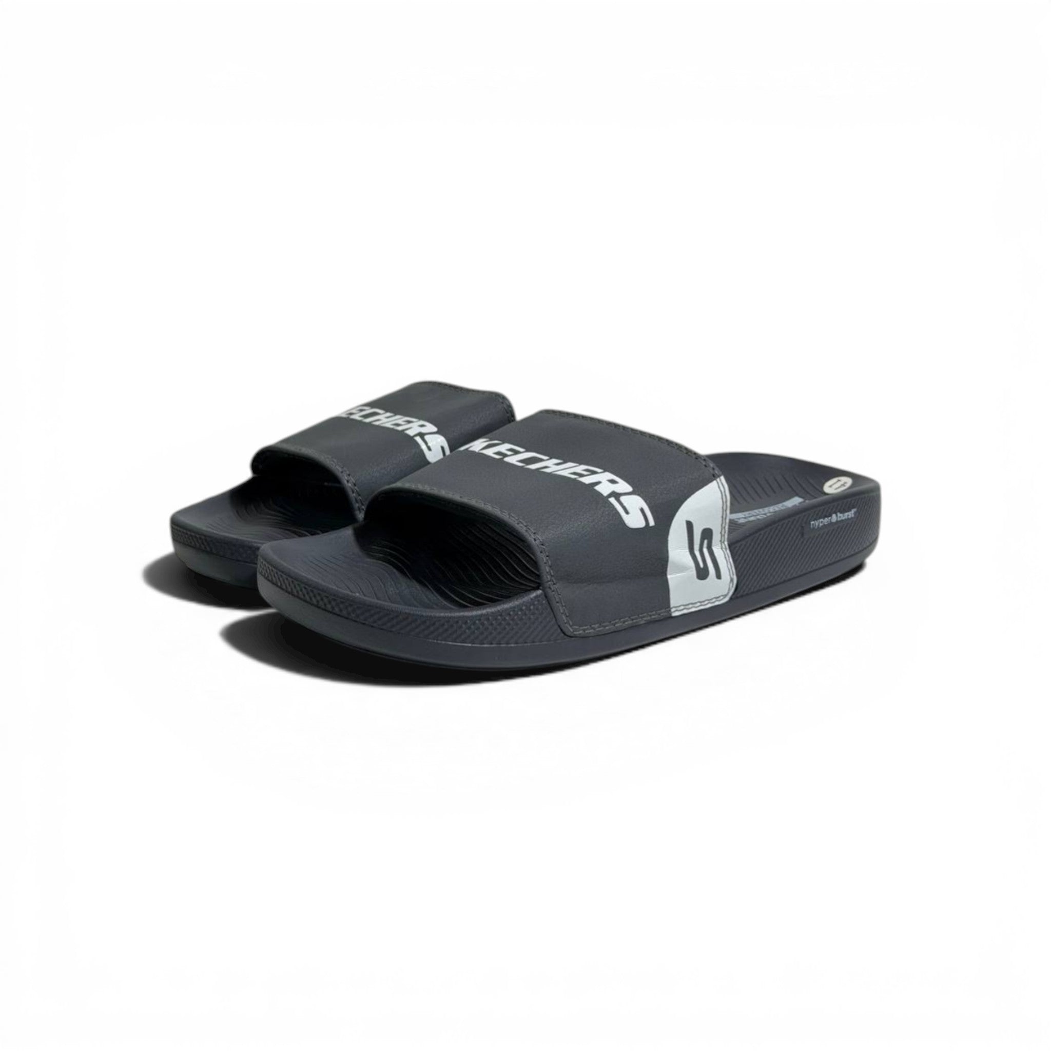 ⚫⚡ Skechers Hyper Burst Slides – Dark Grey Edition | Sporty Comfort Everyday