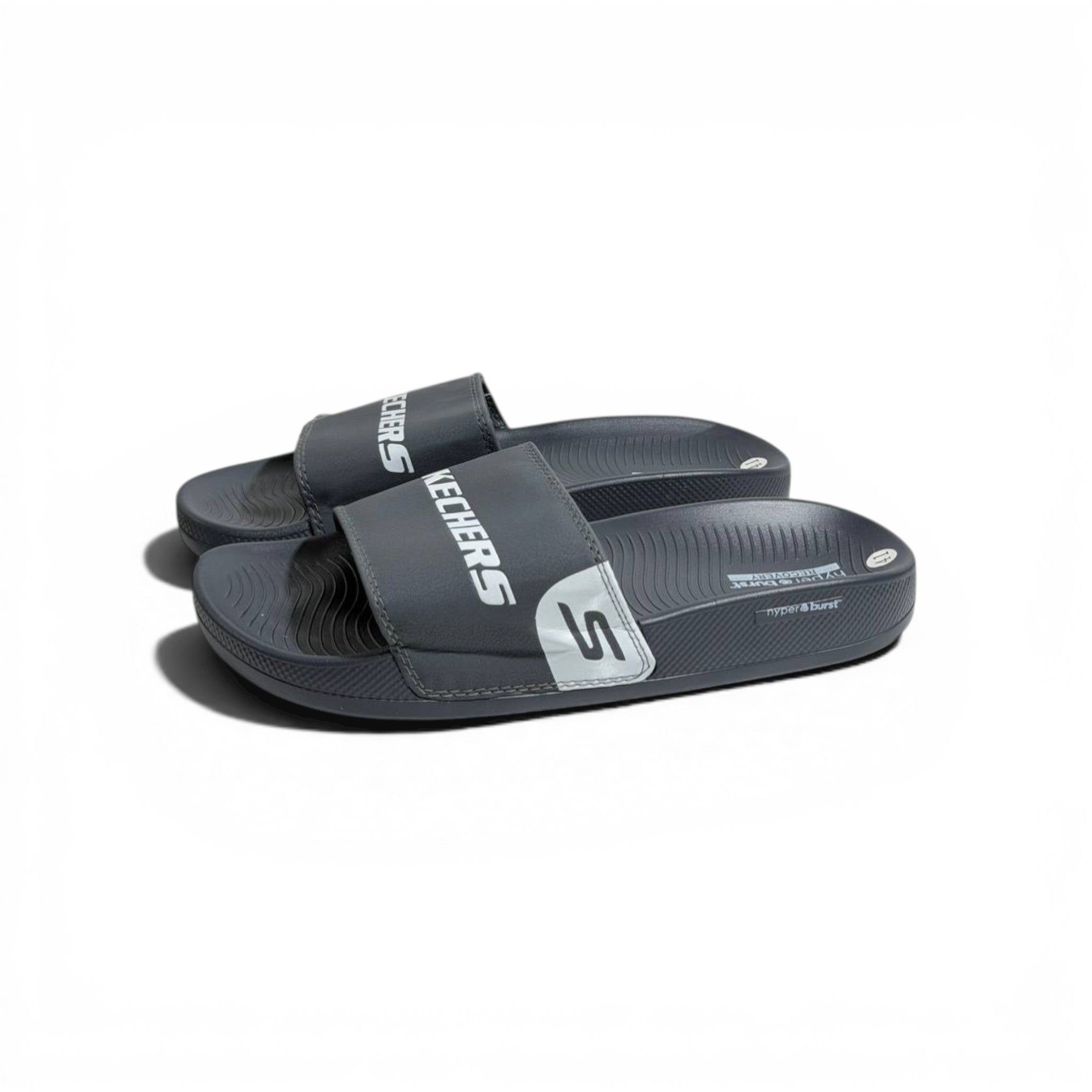 ⚫⚡ Skechers Hyper Burst Slides – Dark Grey Edition | Sporty Comfort Everyday