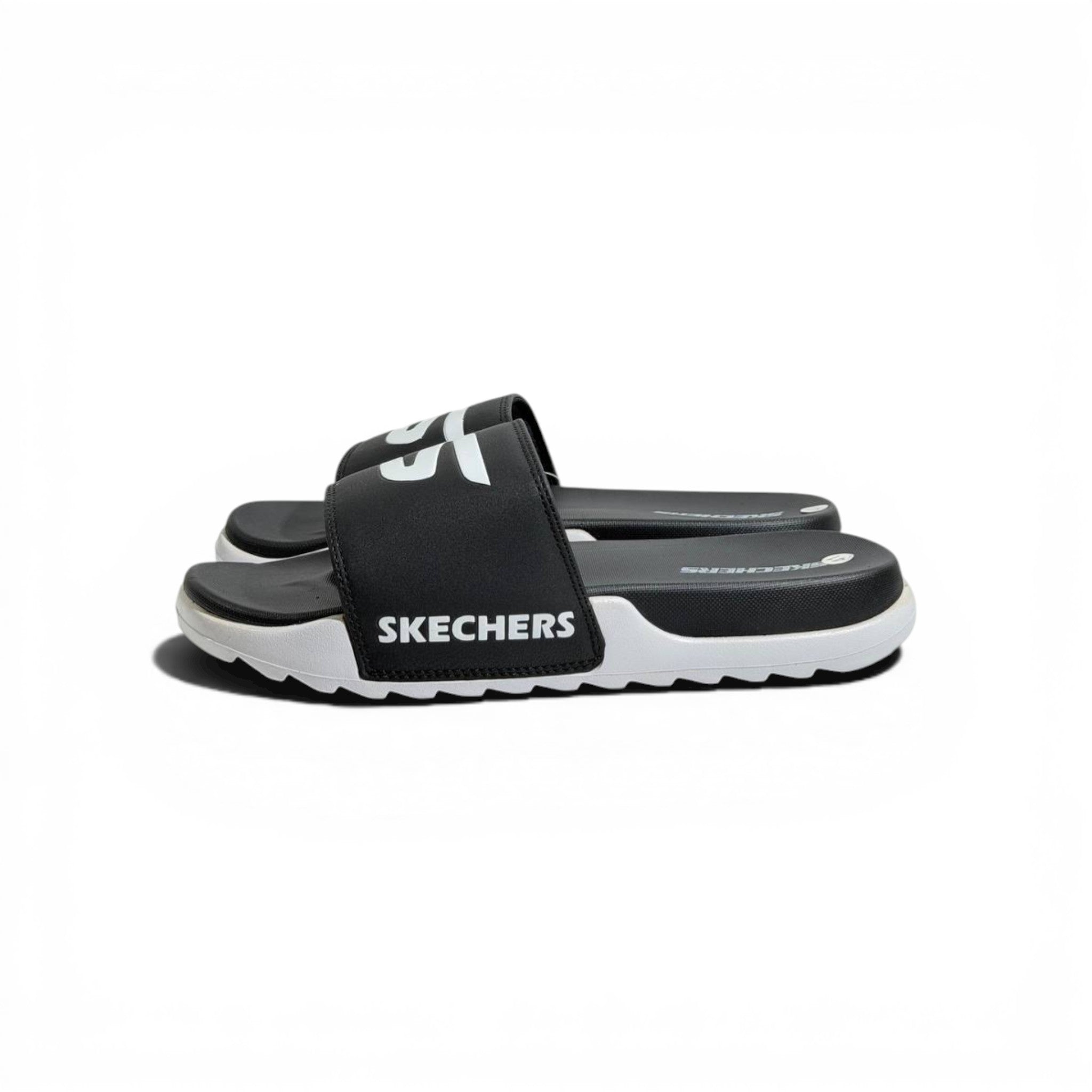 🖤🤍⚡ Skechers Sport Slides – Black & White Edition | Everyday Comfort & Style