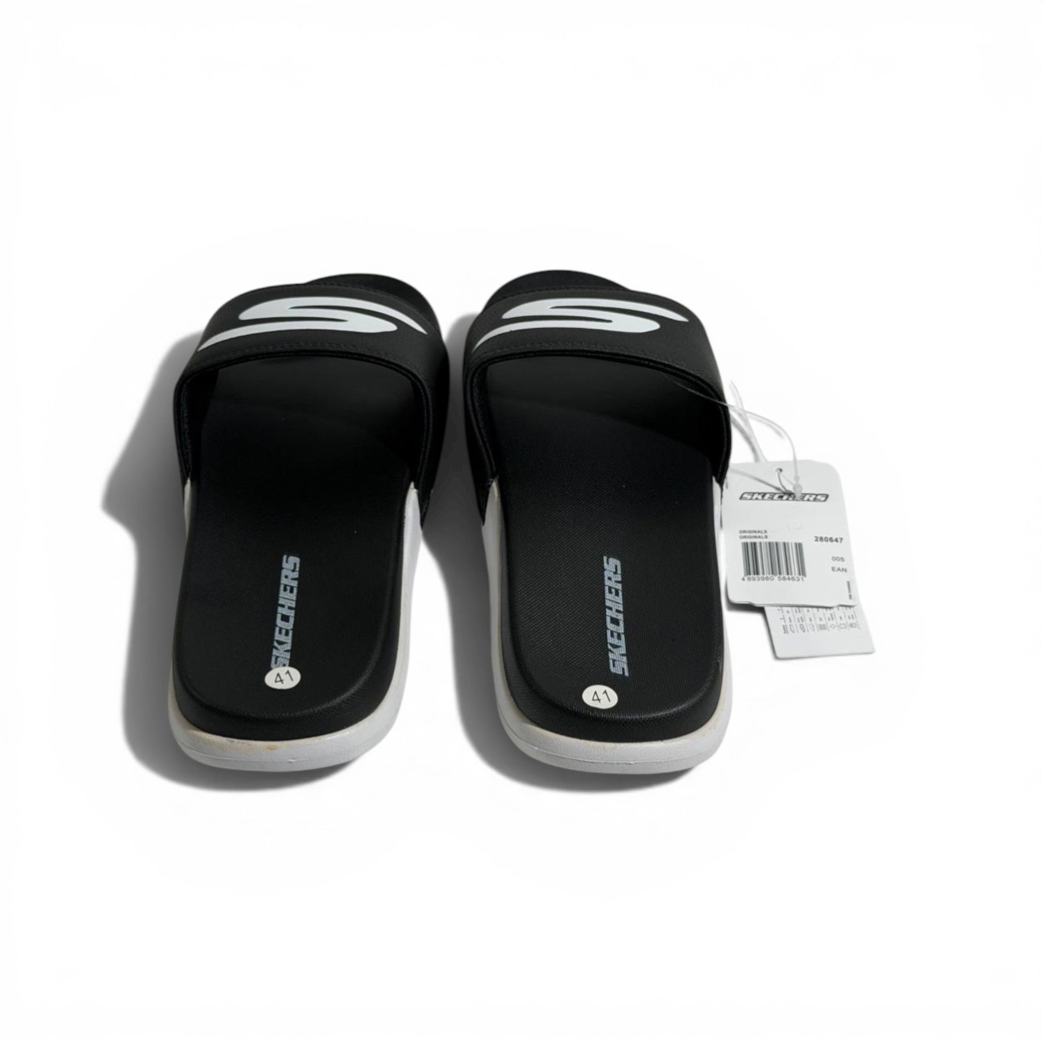 🖤🤍⚡ Skechers Sport Slides – Black & White Edition | Everyday Comfort & Style