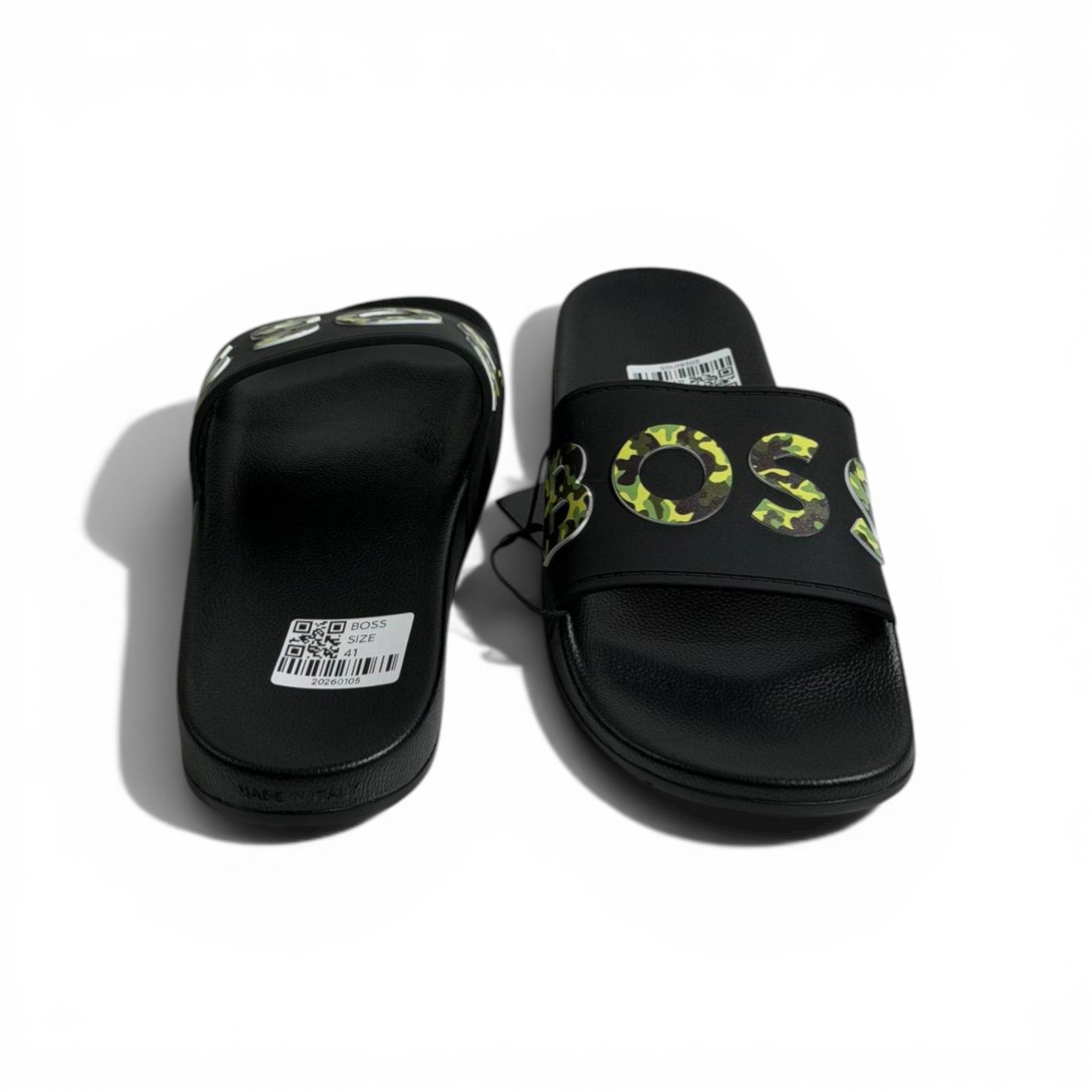 š¤š„ BOSS Camouflage Logo Slides ā Black Statement Street Style