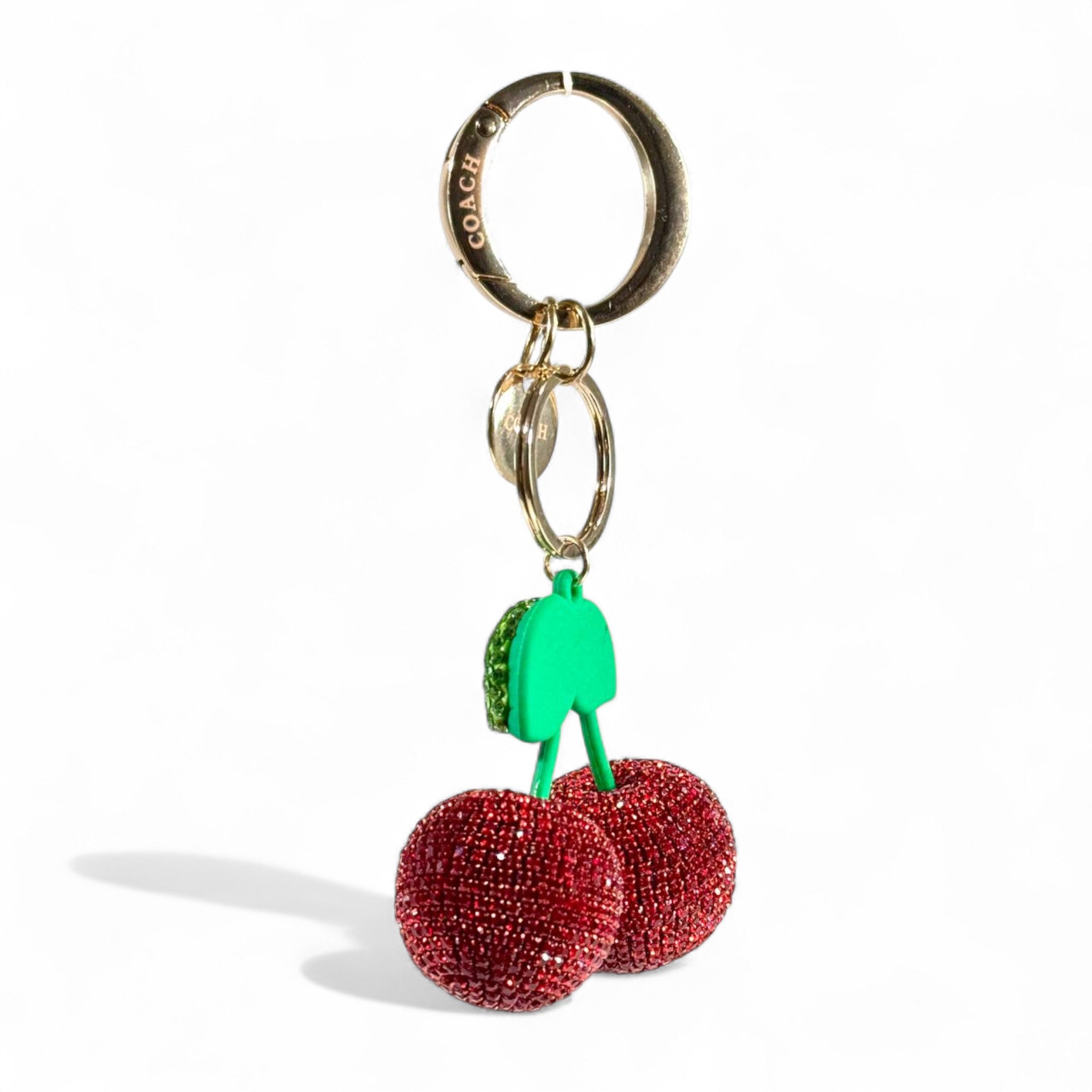 Coach Cherry Keychain – Luxury Sparkle Bag Charm 🍒✨