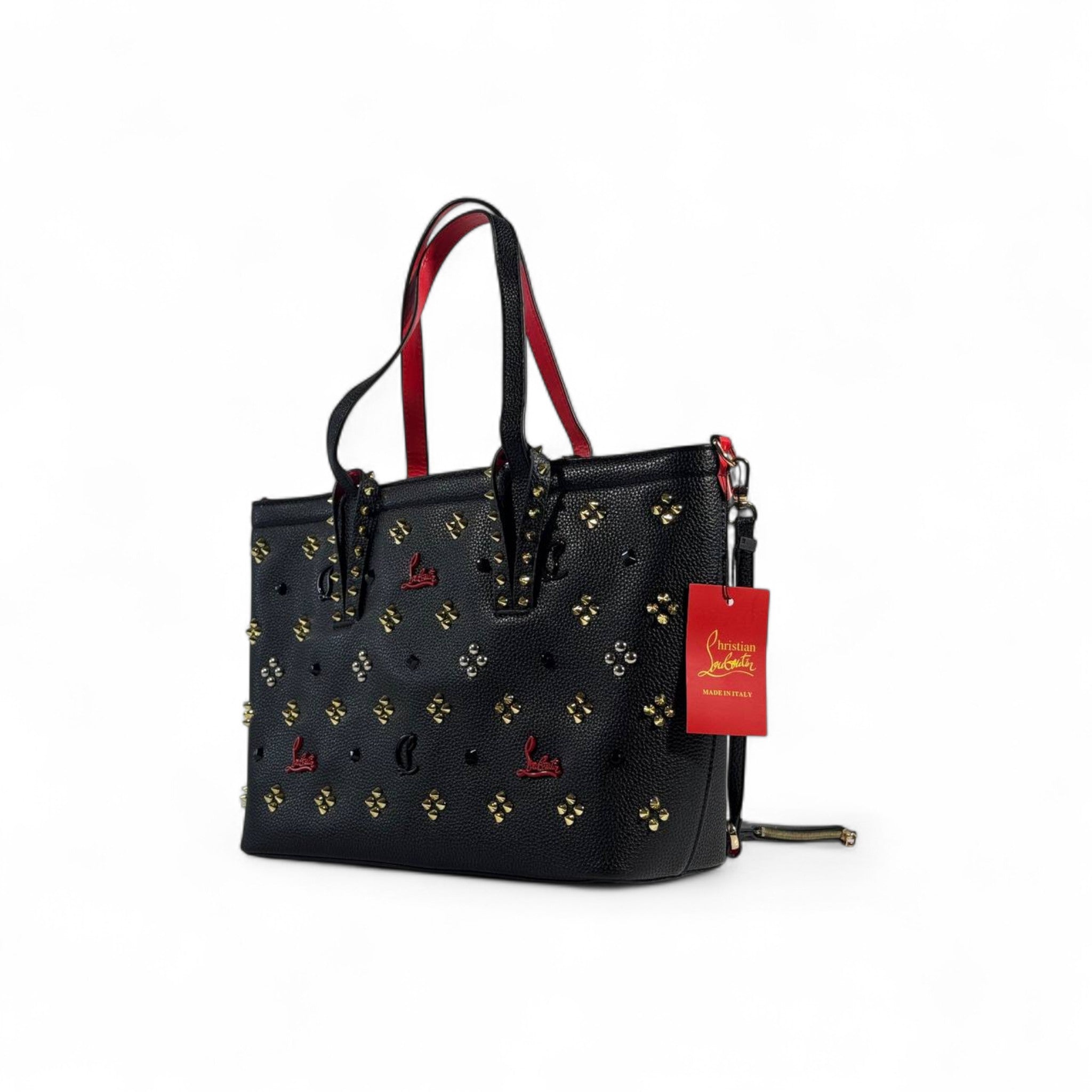 Christian Louboutin Cabata Studded Black Tote Bag with Pouch 🖤✨👠