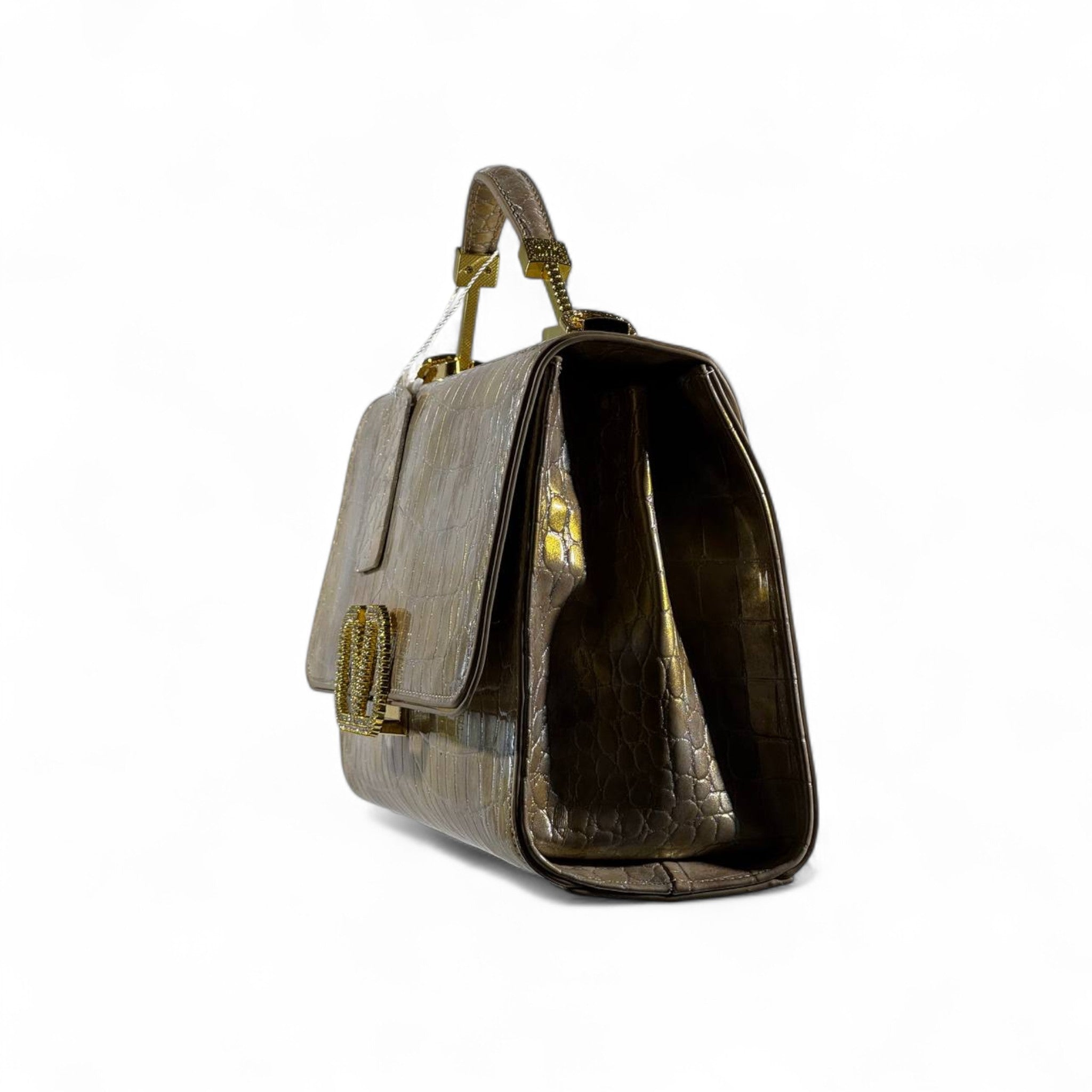 Valentino Garavani Croc-Embossed Golden Bronze VLogo Bag 🐊✨