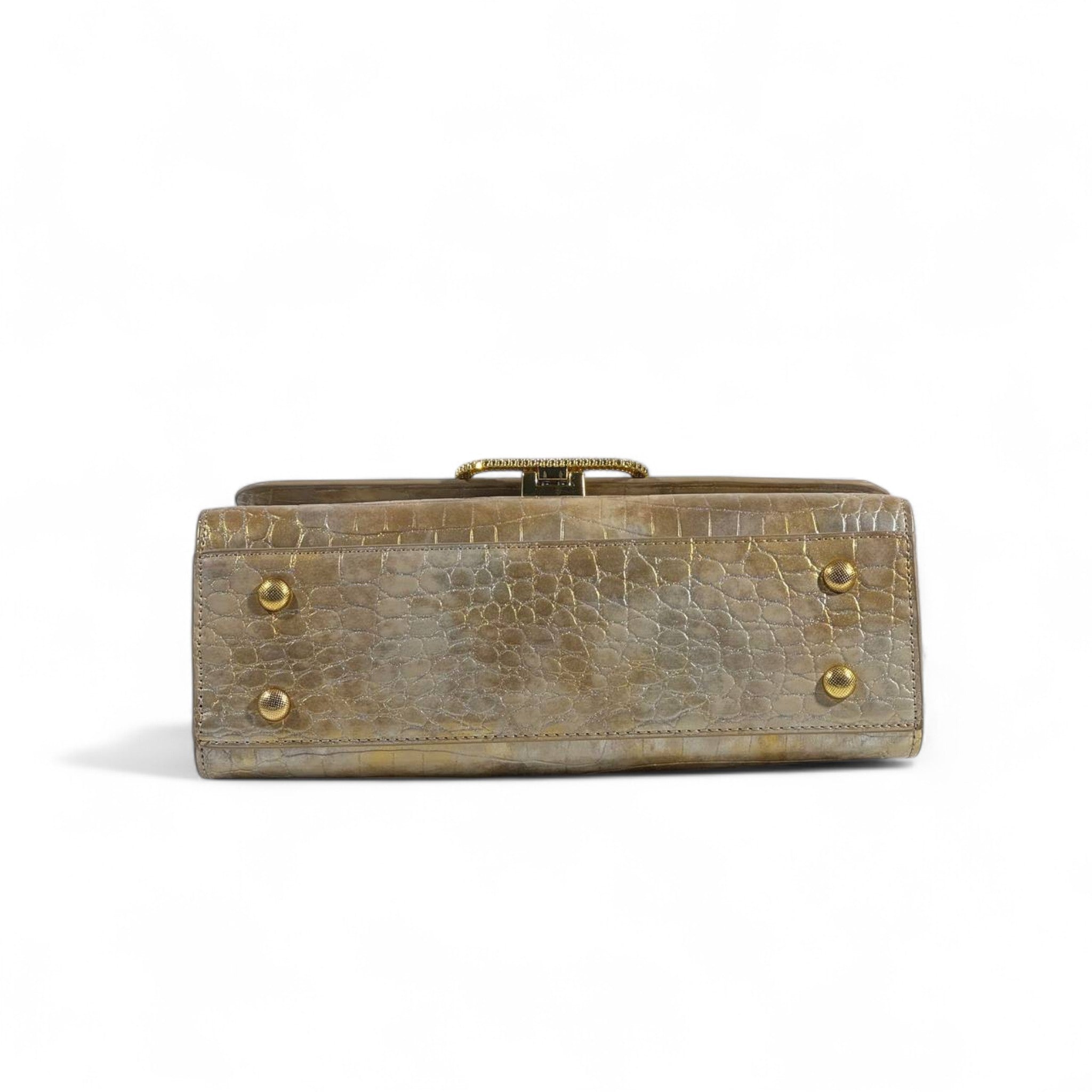 Valentino Garavani Croc-Embossed Golden Bronze VLogo Bag 🐊✨