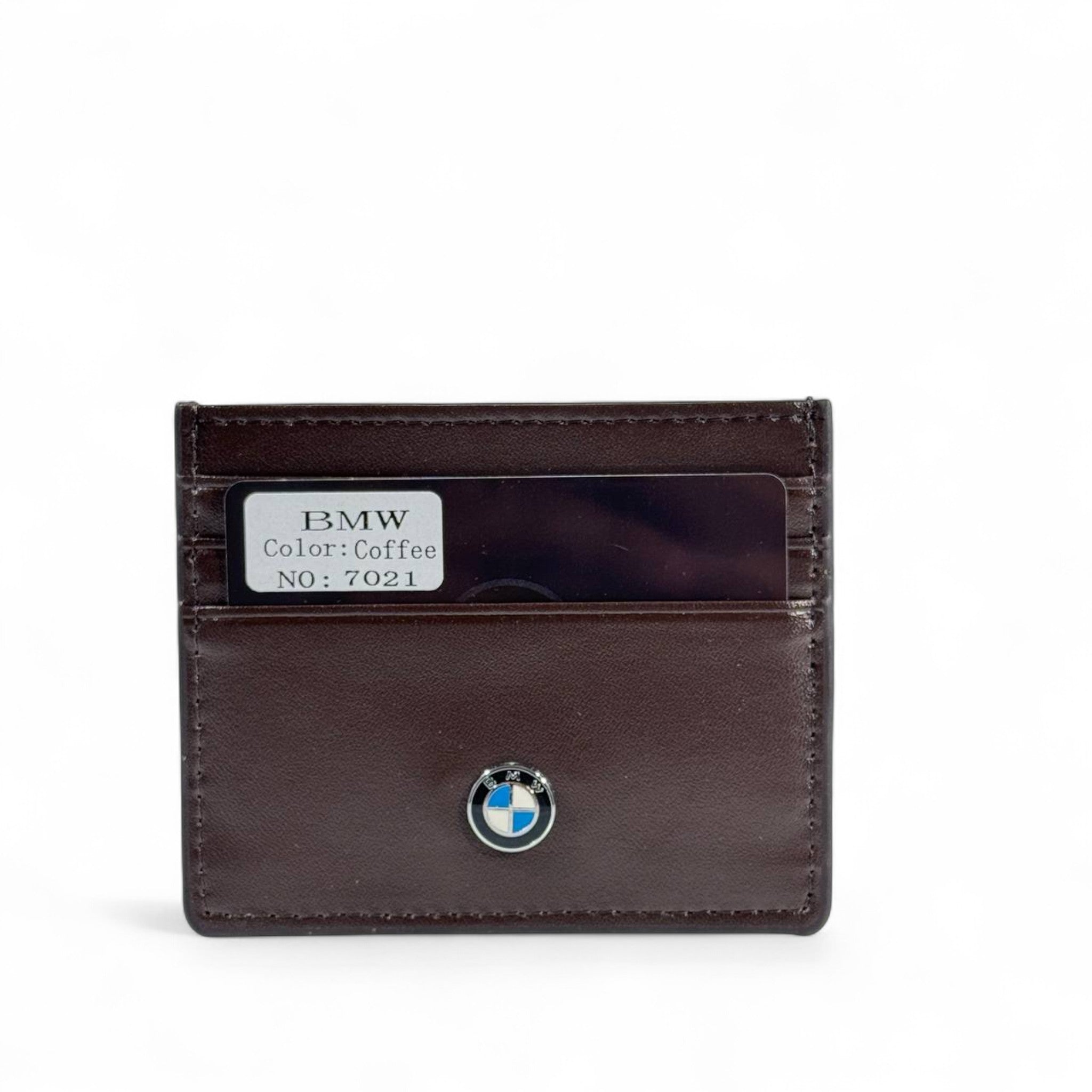 🤎 BMW Coffee Brown Leather Card Holder – Timeless Luxury, Everyday Practicality