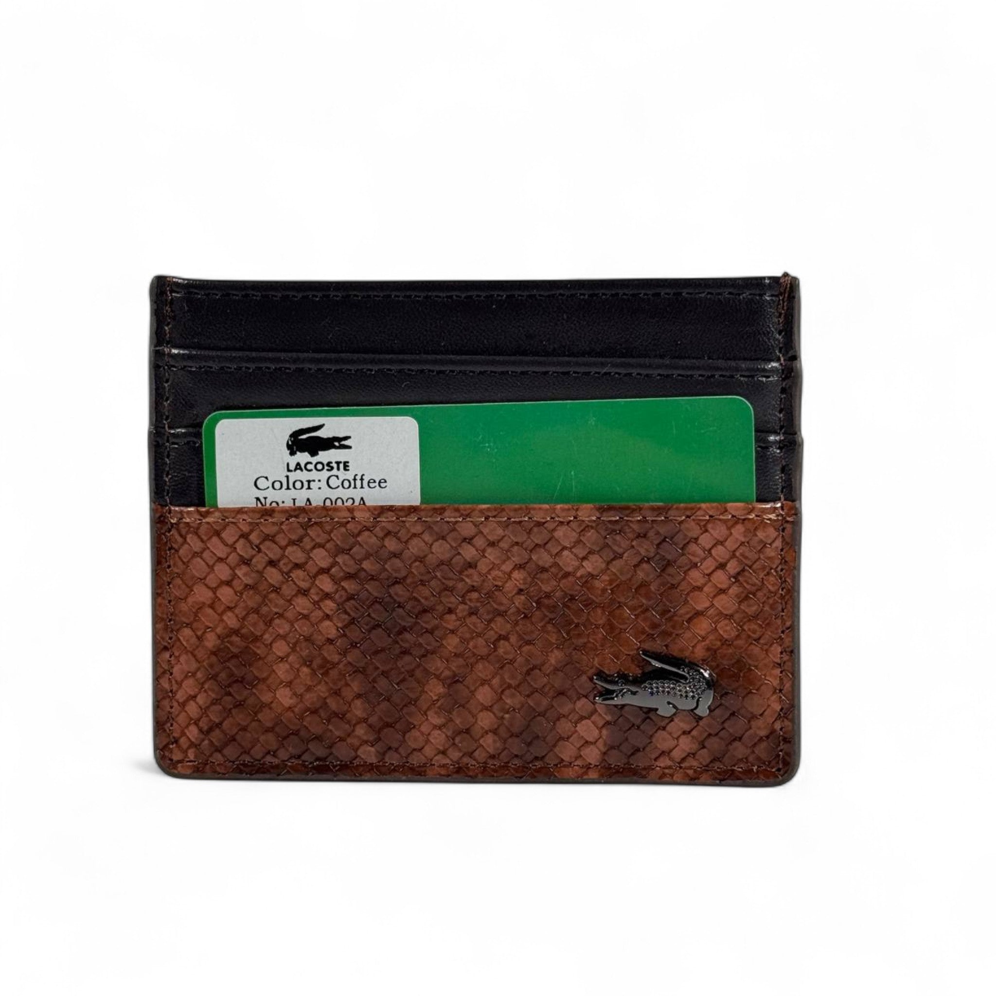 🤎 Lacoste Coffee Brown Leather Card Holder – Sporty Elegance with a Luxury Touch