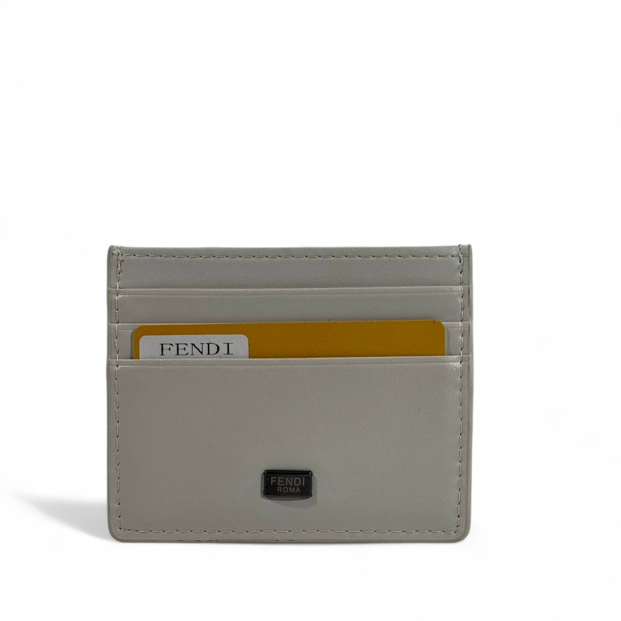 🤍 Fendi White Leather Card Holder – Pure Elegance in Minimalism