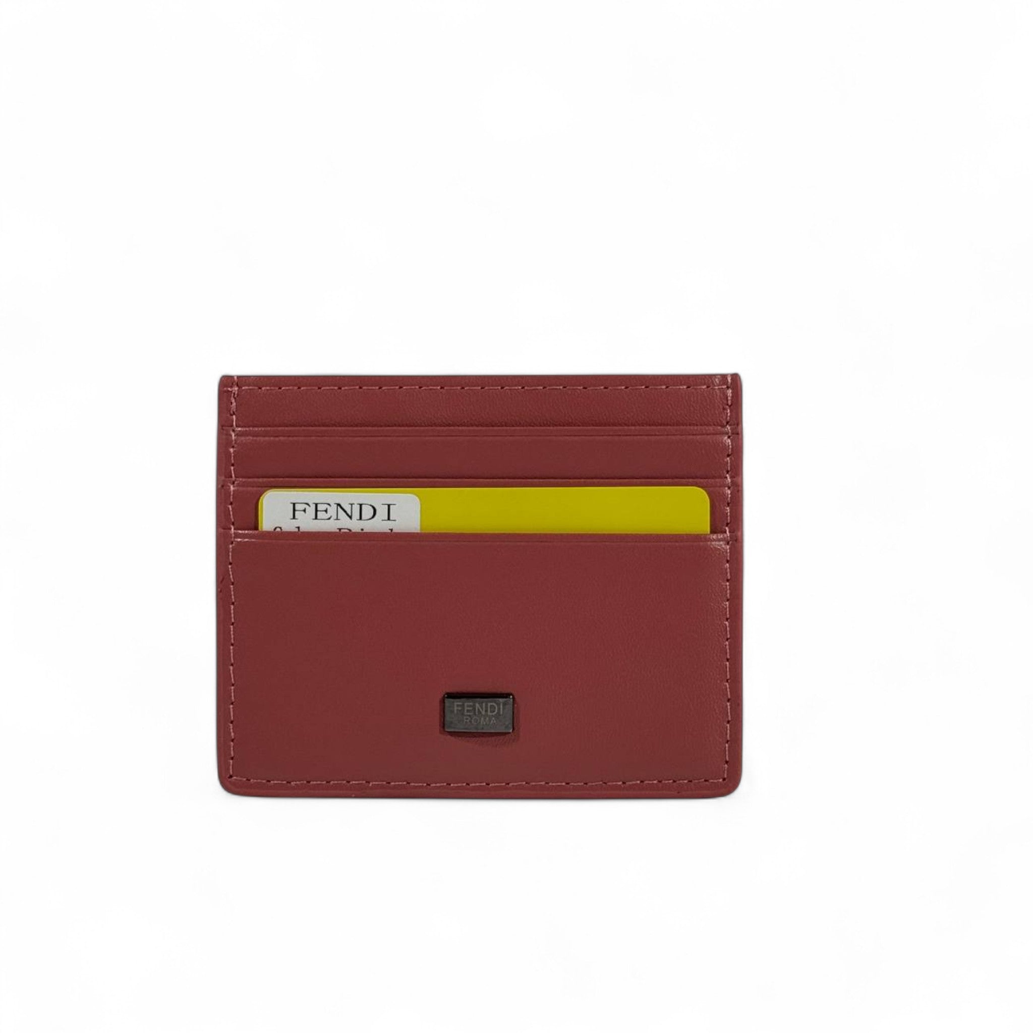 ❤️ Fendi Red Leather Card Holder – Bold Elegance