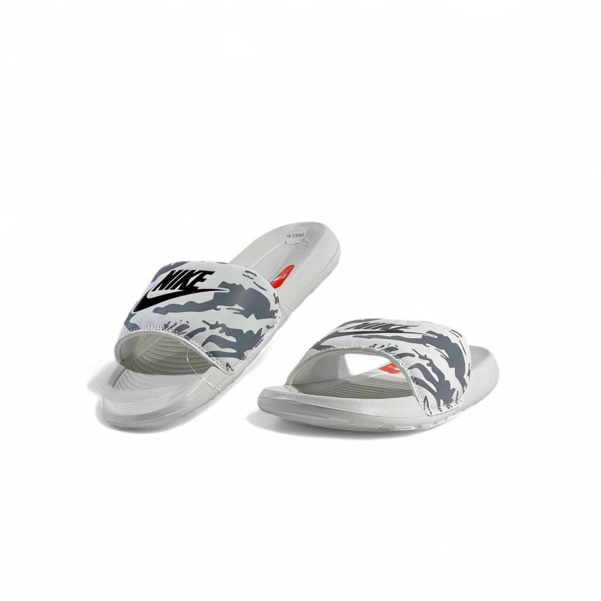 👟 Nike White & Grey Camo Slides – Street Comfort Essential