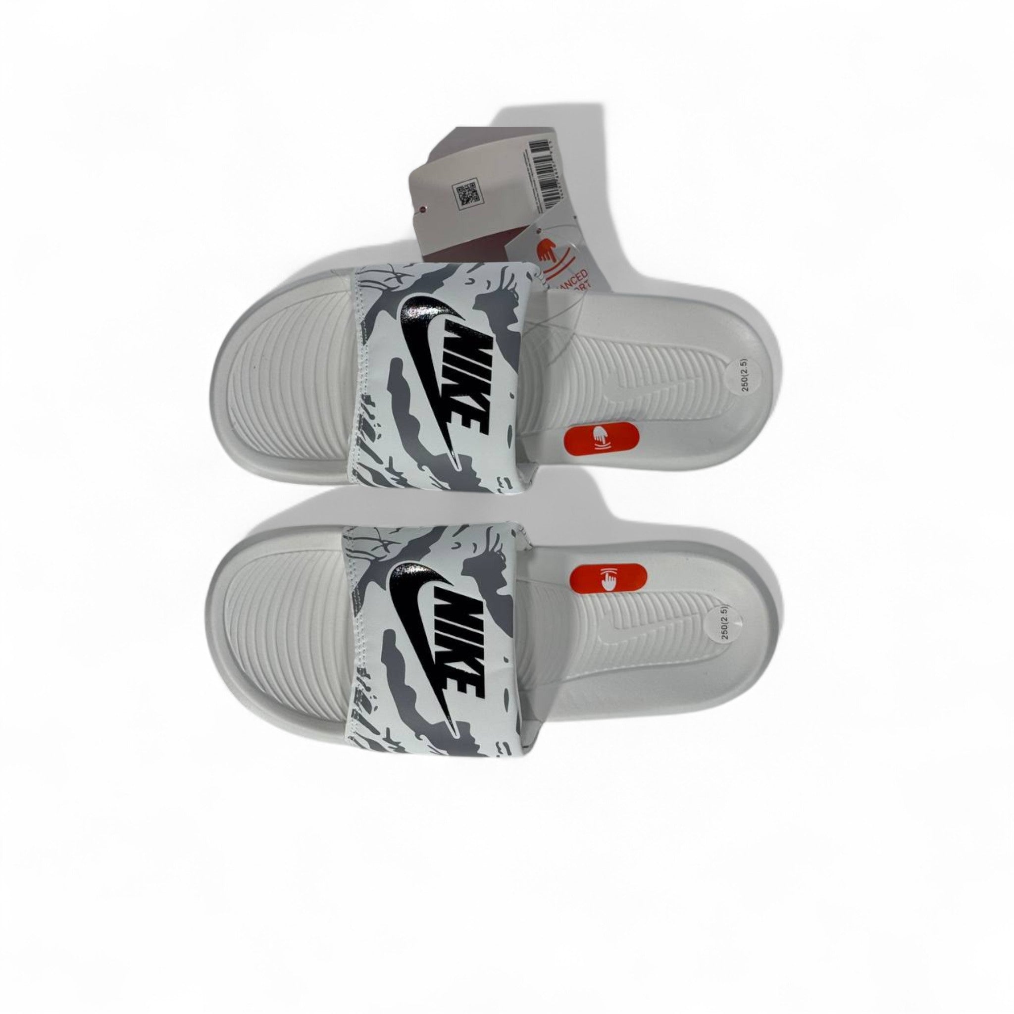 👟 Nike White & Grey Camo Slides – Street Comfort Essential