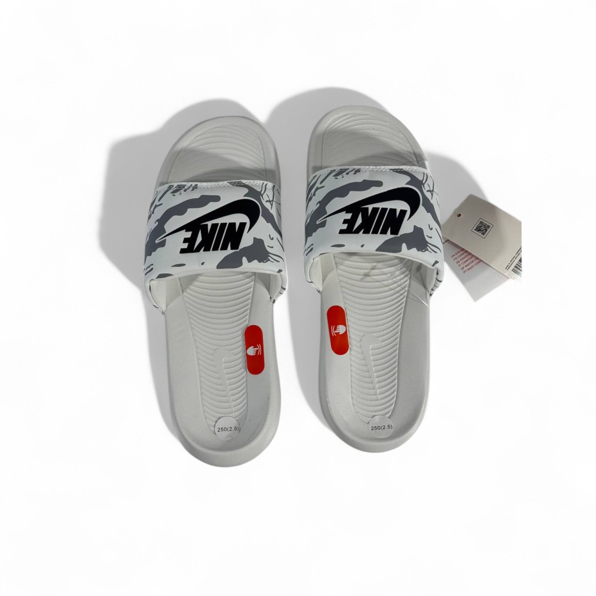 👟 Nike White & Grey Camo Slides – Street Comfort Essential