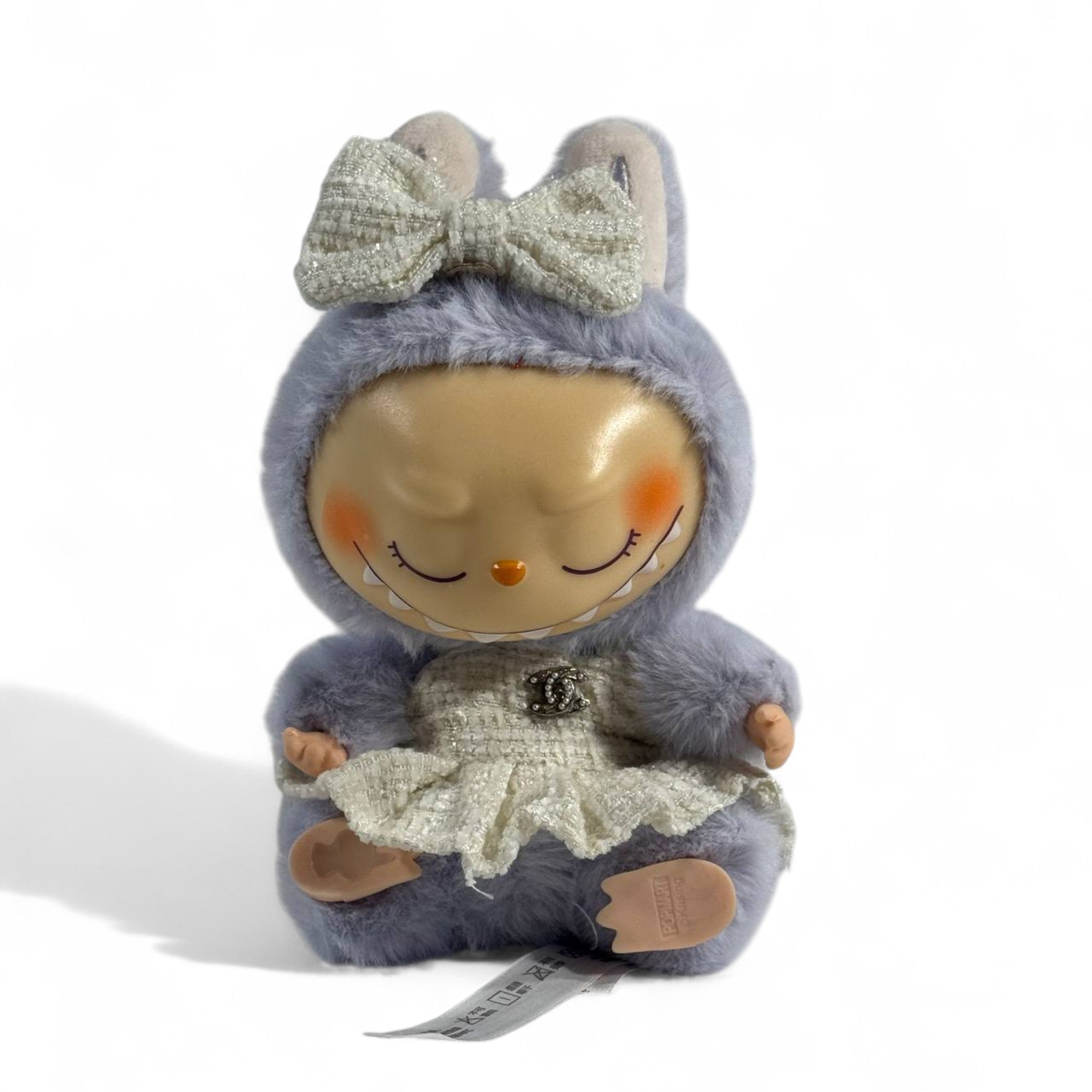 🧸 Labubu Chanel-Inspired Collectible keychain – Tweed Elegance Edition