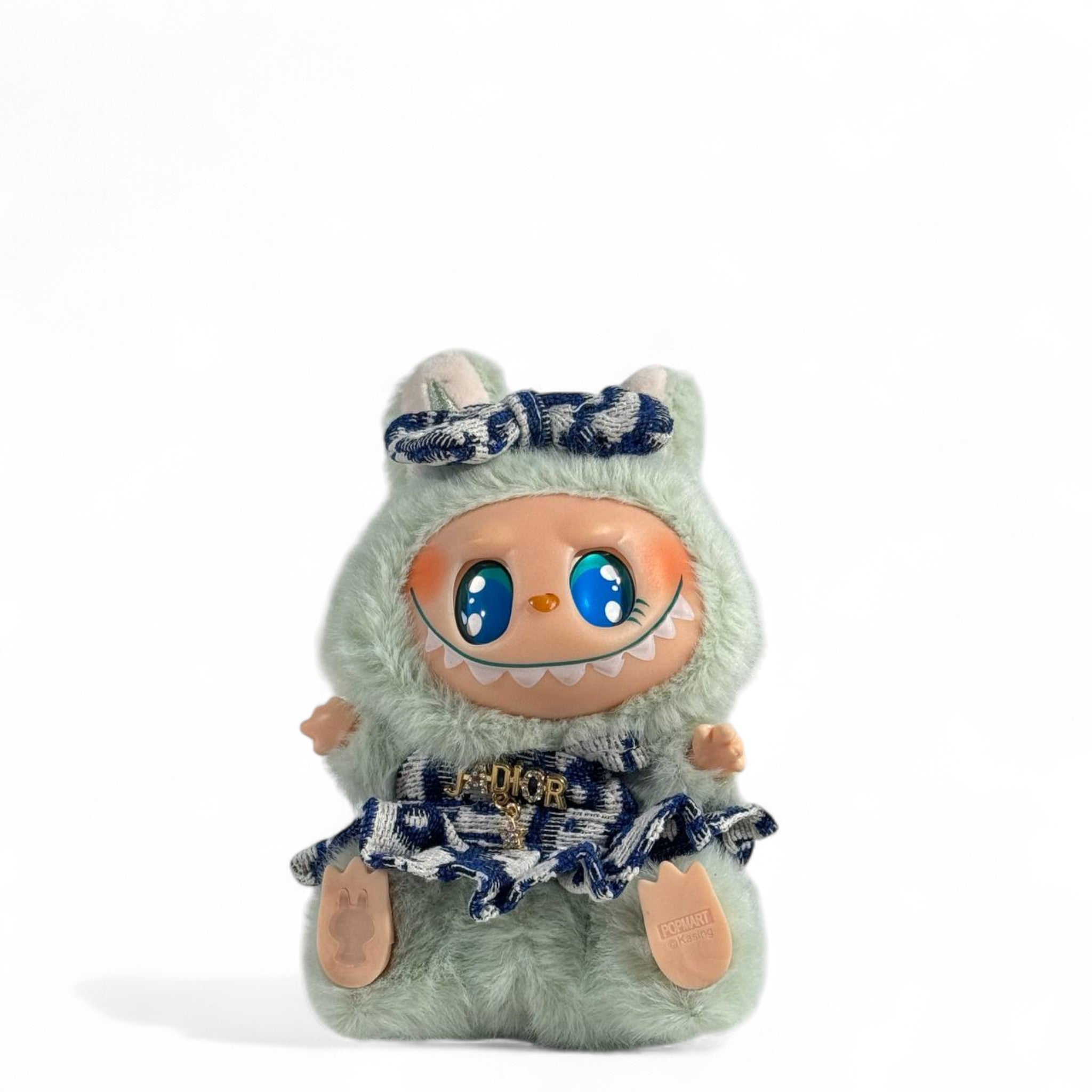 🧸 Labubu Dior-Inspired keychain – Mint Green Edition