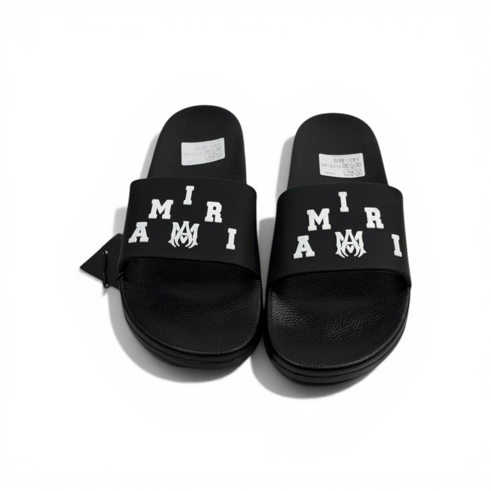 AMIRI Luxury Black Slide Sandals – Bold White Logo Design & Premium Streetwear 👟✨