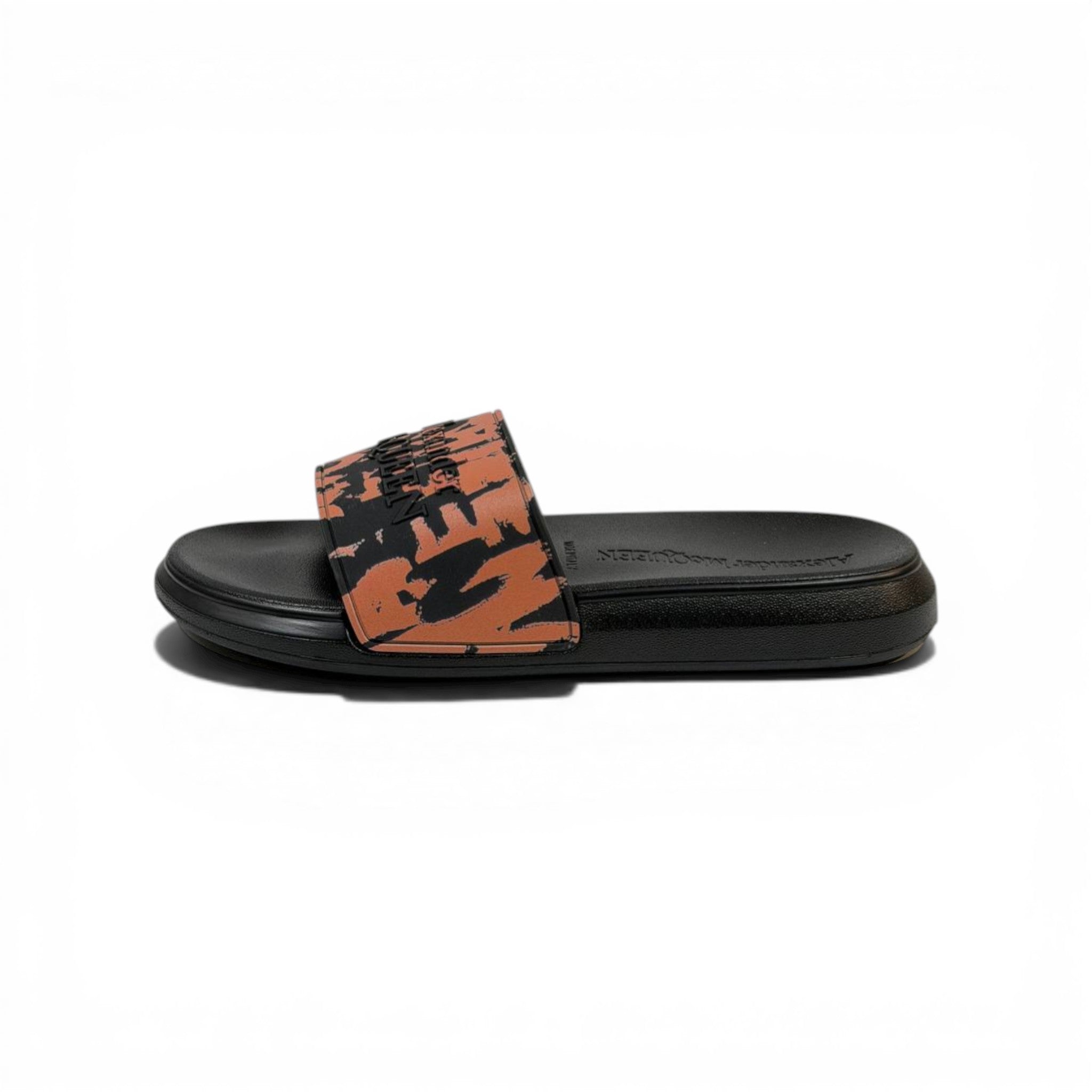 ALEXANDER MCQUEEN Luxury Black & Orange Slide Sandals – Graffiti Logo Statement & Streetwear Edge 👟🔥