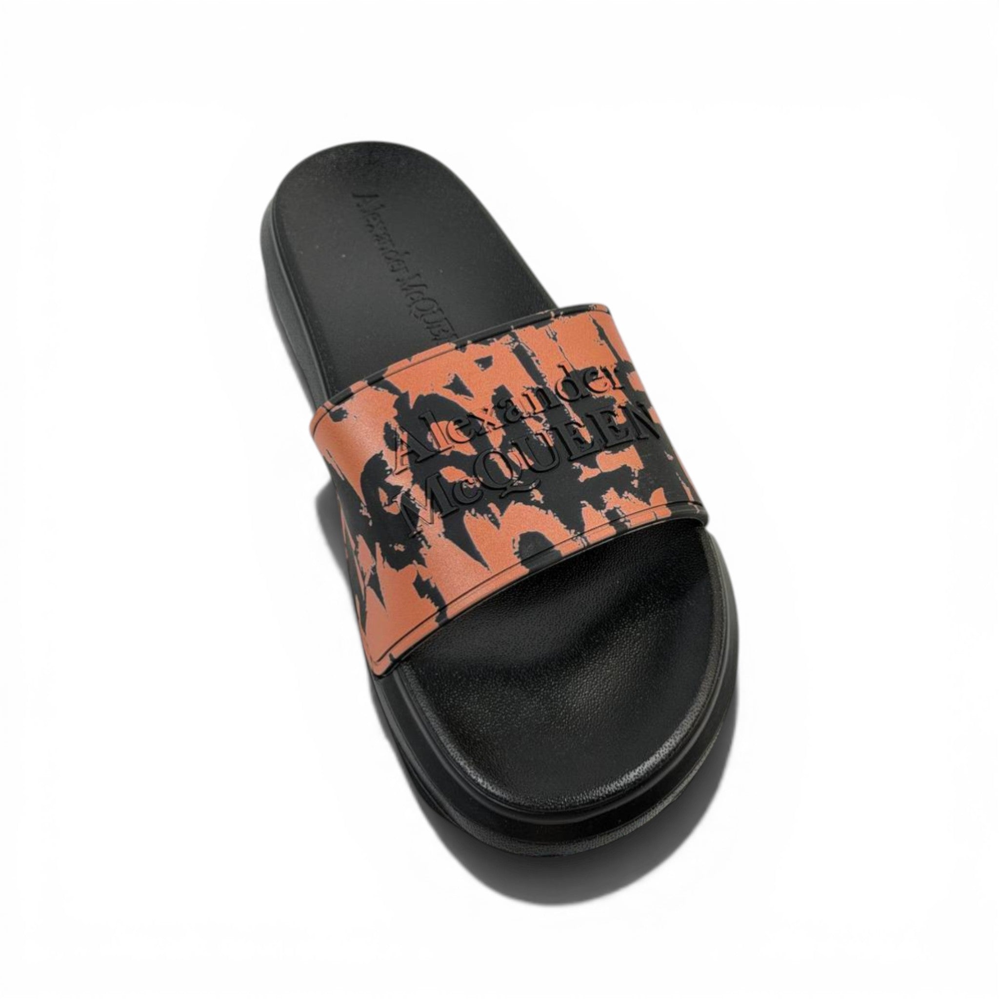 ALEXANDER MCQUEEN Luxury Black & Orange Slide Sandals – Graffiti Logo Statement & Streetwear Edge 👟🔥