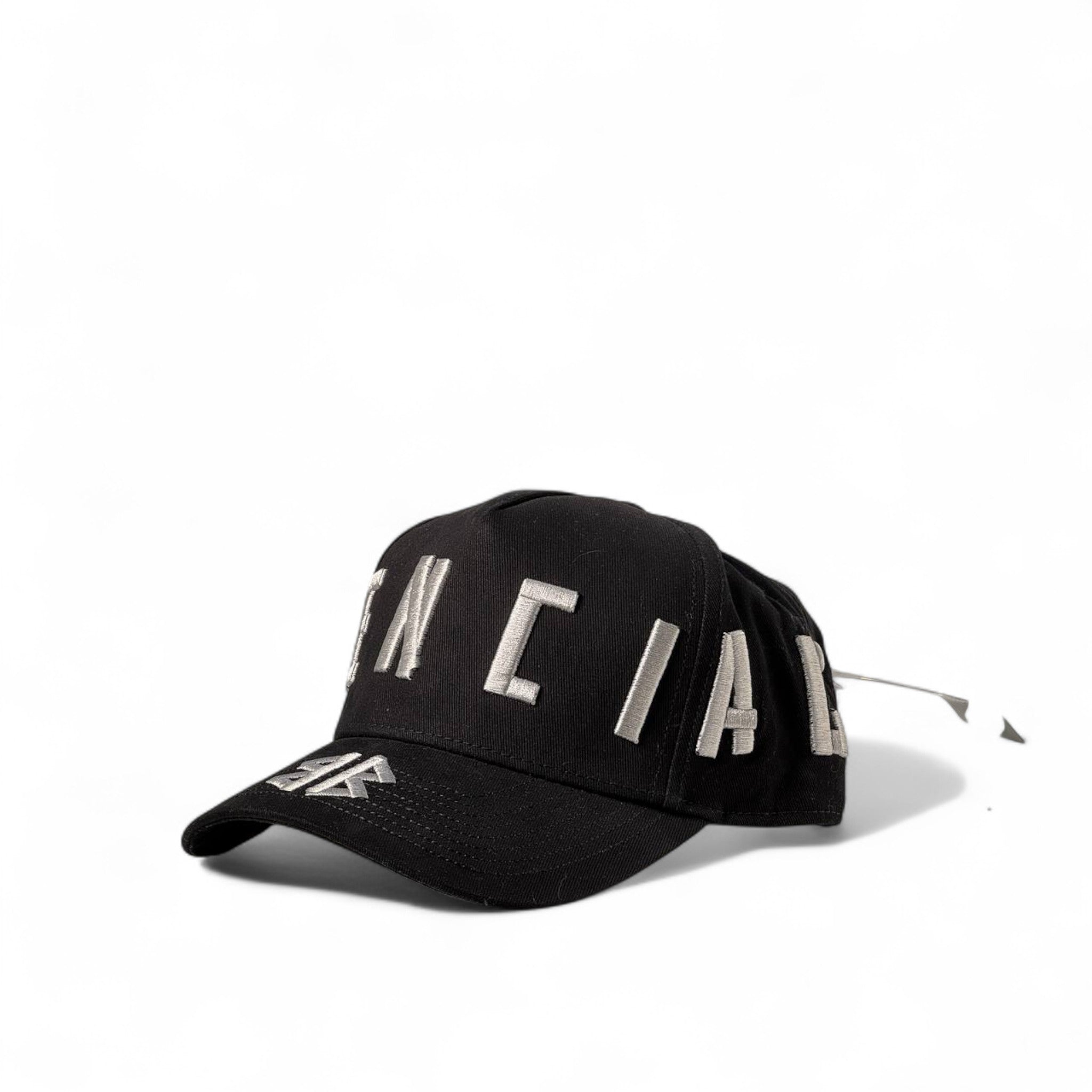 Balenciaga Distressed Logo Cap 🖤 | Black 3D Embroidered Baseball Hat