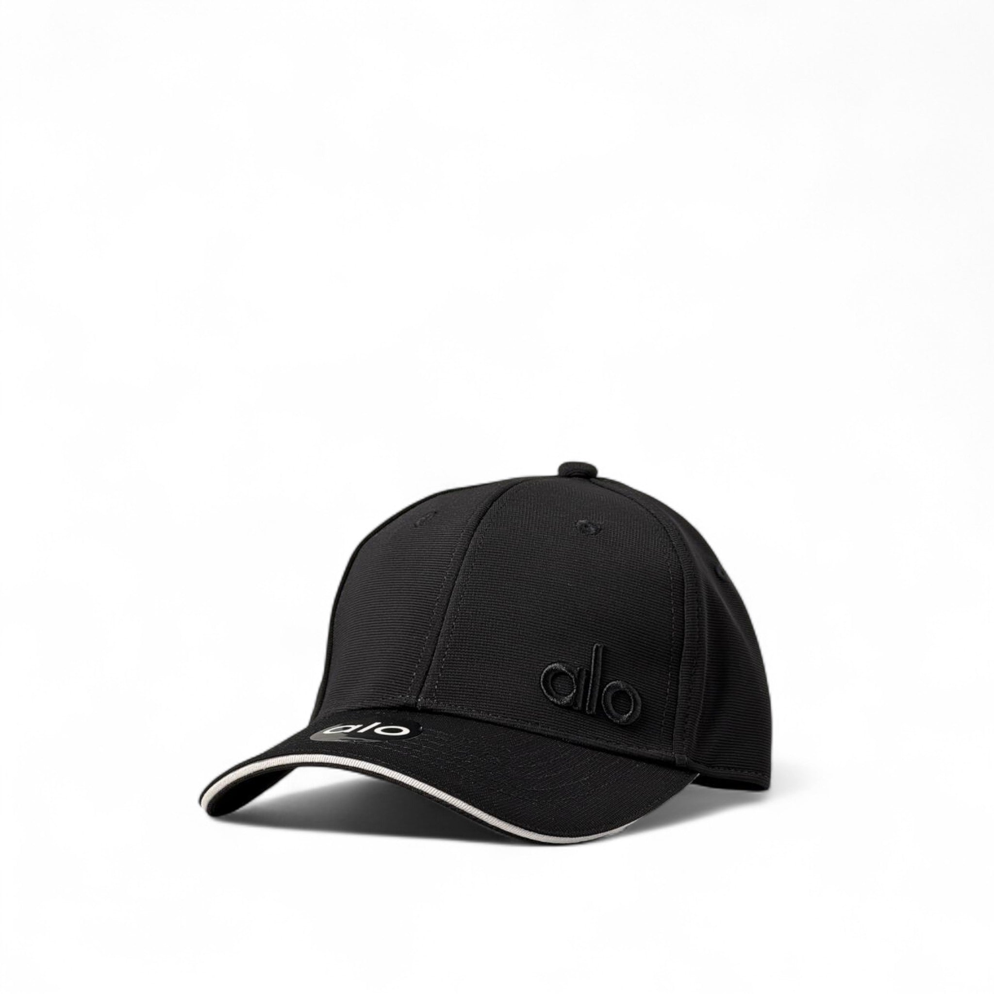Alo Yoga All-Black Performance Cap 🖤 | Tonal Logo Hat with White Trim