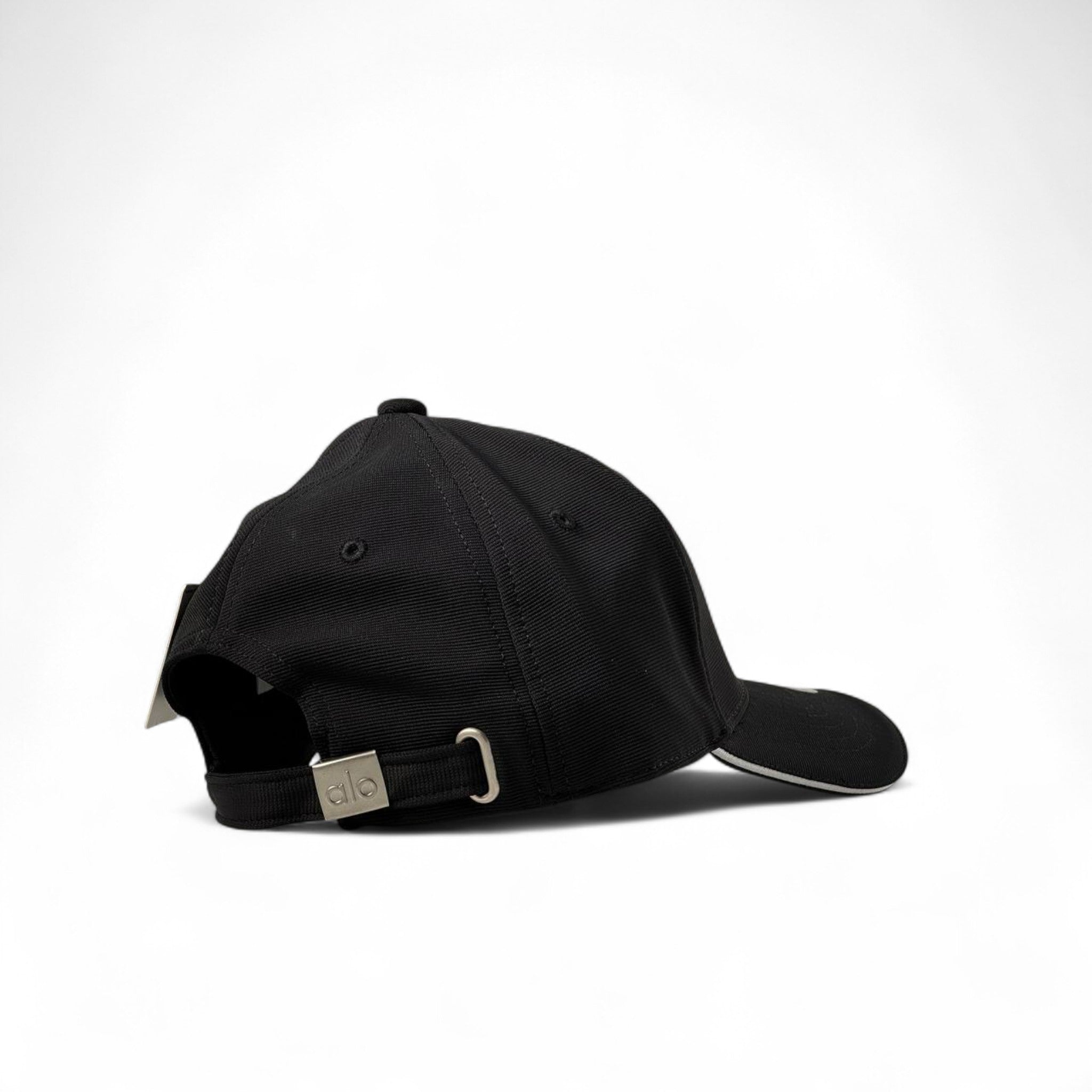 Alo Yoga All-Black Performance Cap 🖤 | Tonal Logo Hat with White Trim