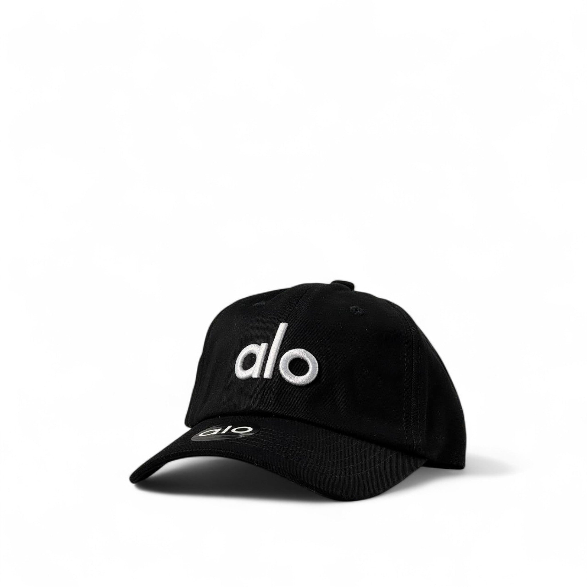 Alo Yoga Classic Black Cap 🖤🤍 | Cotton Dad Hat with White Embroidered Logo