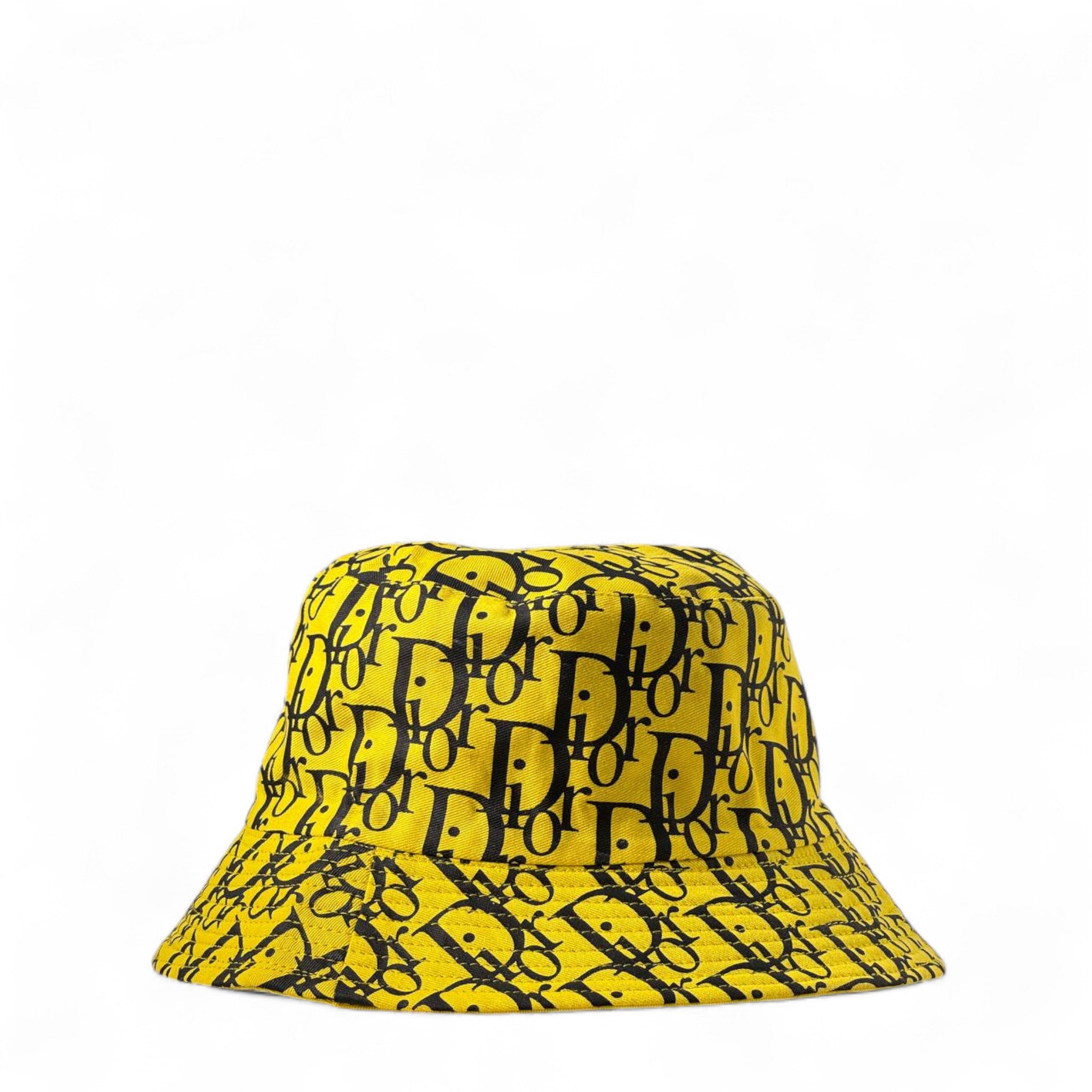 Dior Reversible Bucket Hat ๐๐ค | Yellow Double-Face Logo Hat with All-Over Monogram & 3D Embroidery