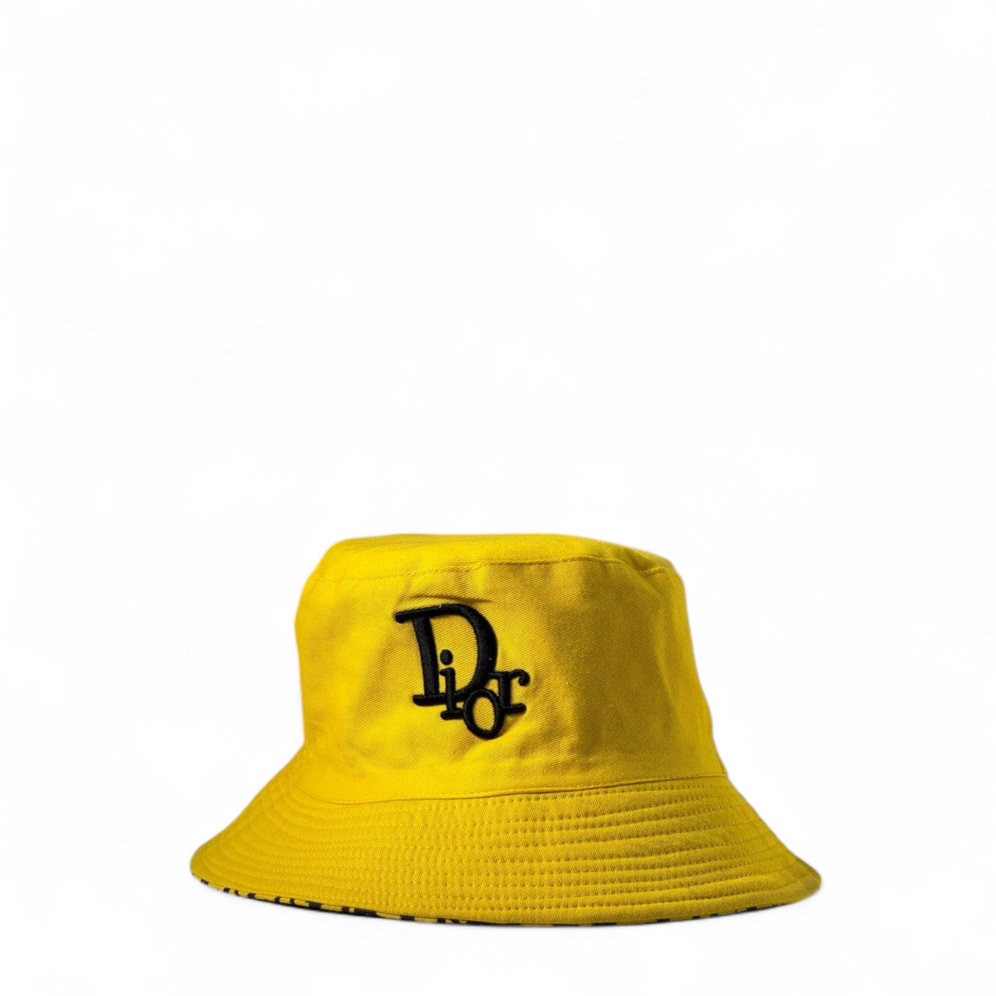 Dior Reversible Bucket Hat ๐๐ค | Yellow Double-Face Logo Hat with All-Over Monogram & 3D Embroidery