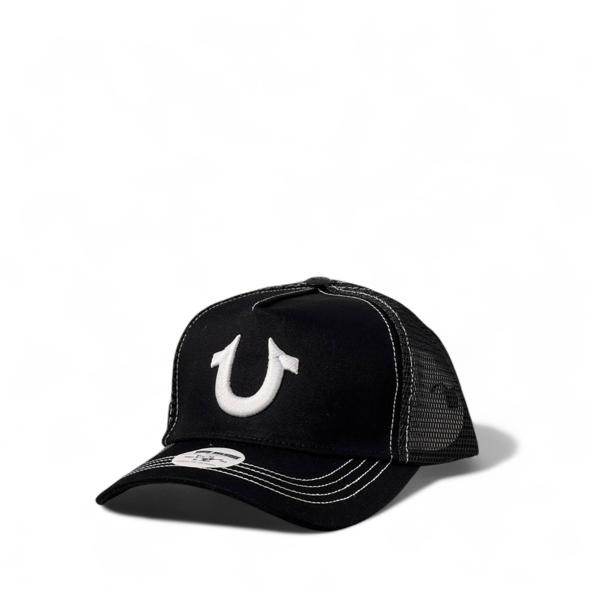 True Religion Black Mesh Trucker Cap 🖤 – Iconic Logo Streetwear Hat