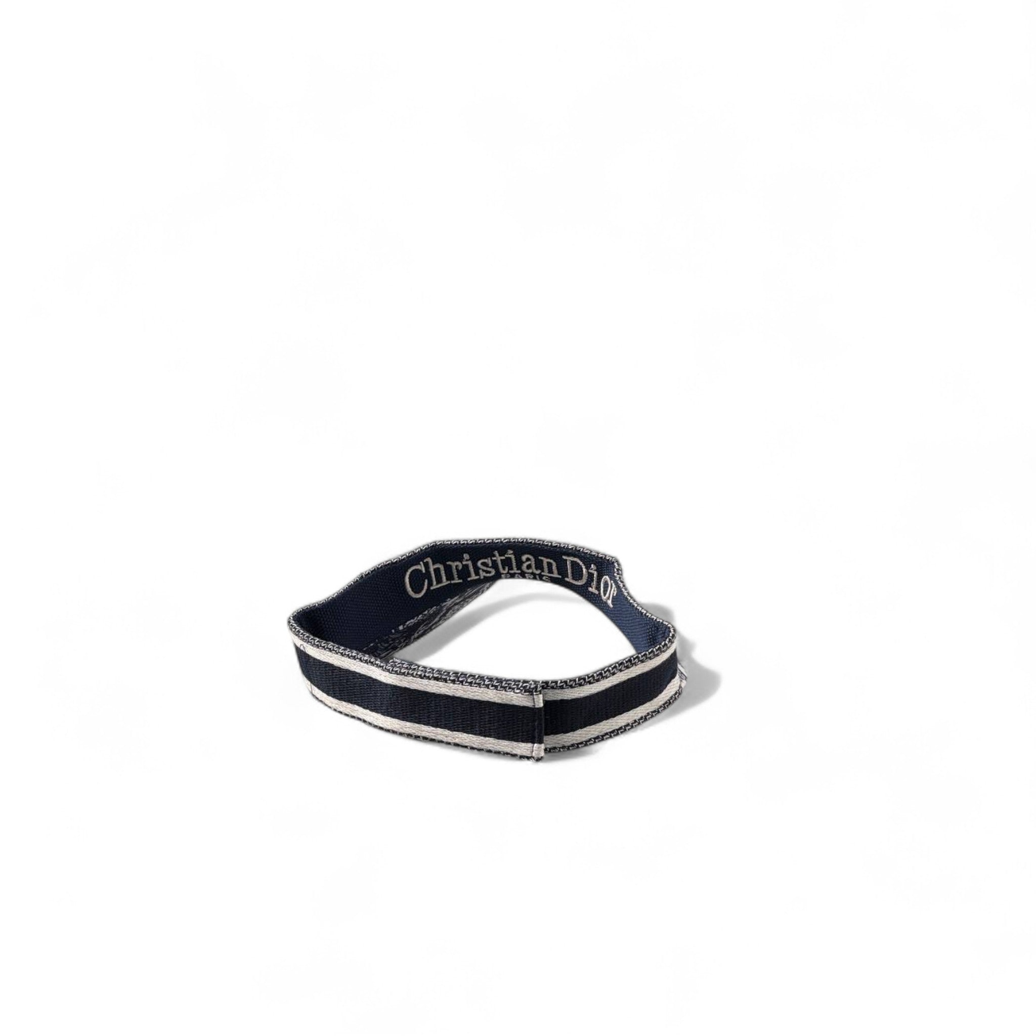 ๐ Christian Dior Embroidered Toile de Jouy Visor โ Navy & White