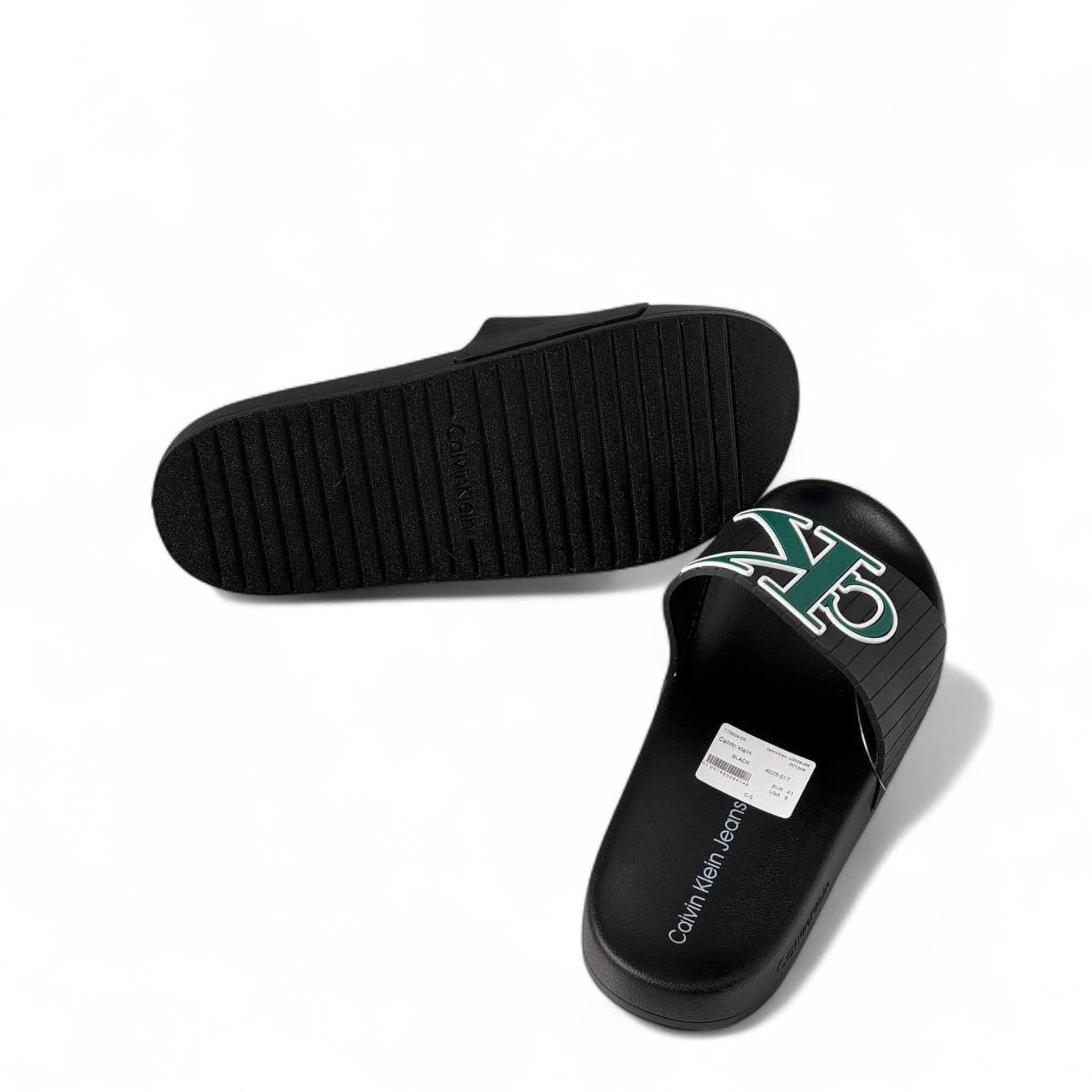 ✅🖤 Calvin Klein CK Logo Black Slides – Iconic Comfort 👣