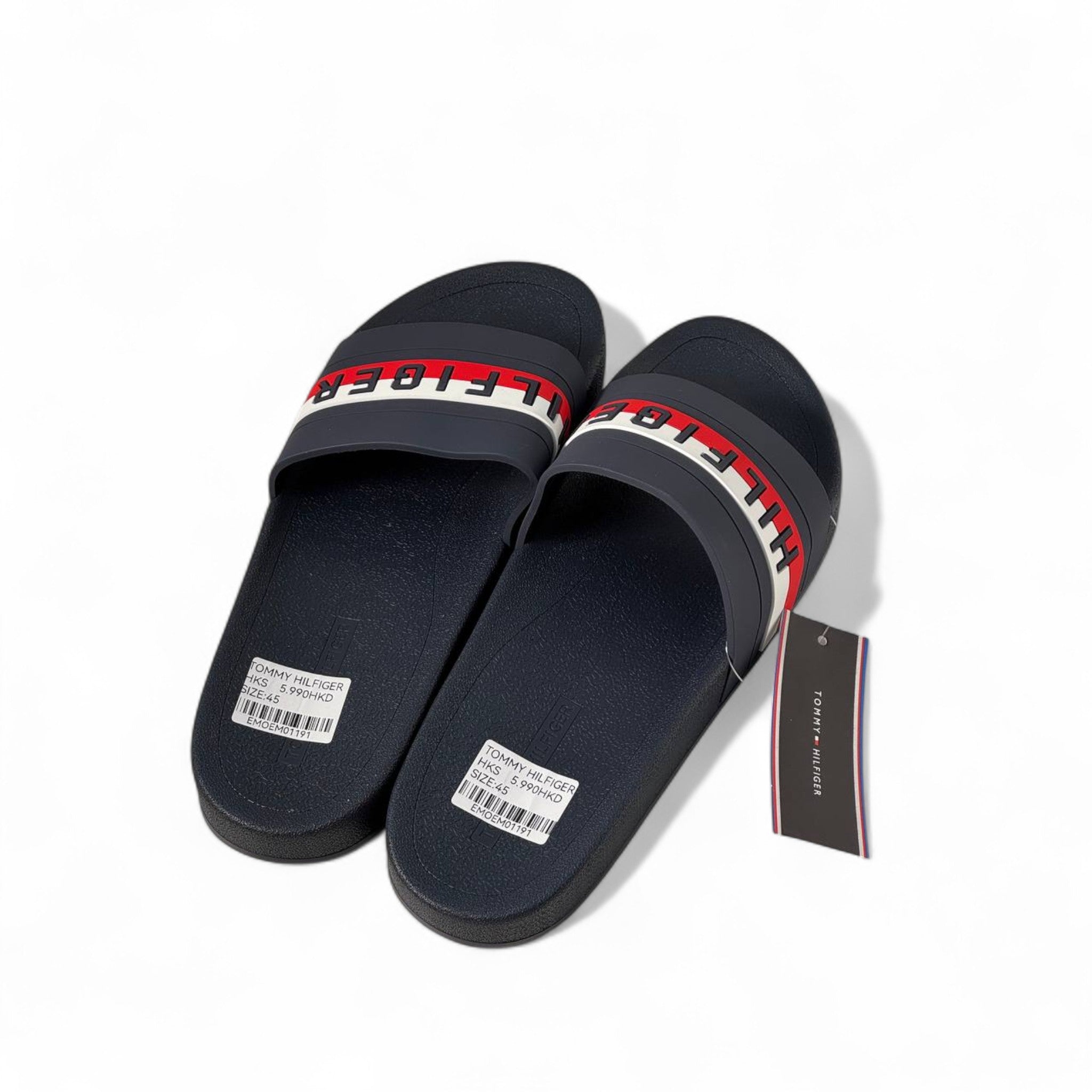 🔵🔴 Tommy Hilfiger Navy Slides – Classic Logo Comfort 👟