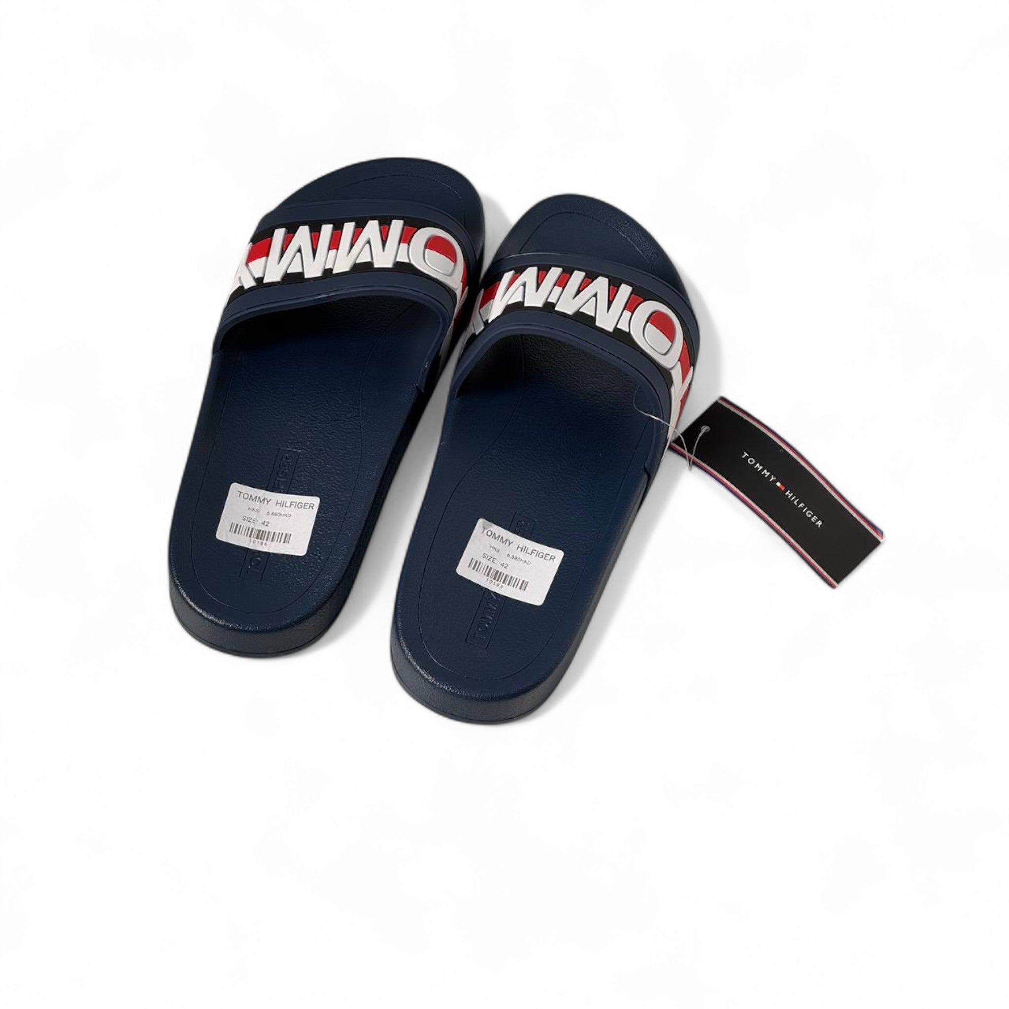 🔵 Tommy Hilfiger Navy Slides – Bold Logo Style for Men 👣