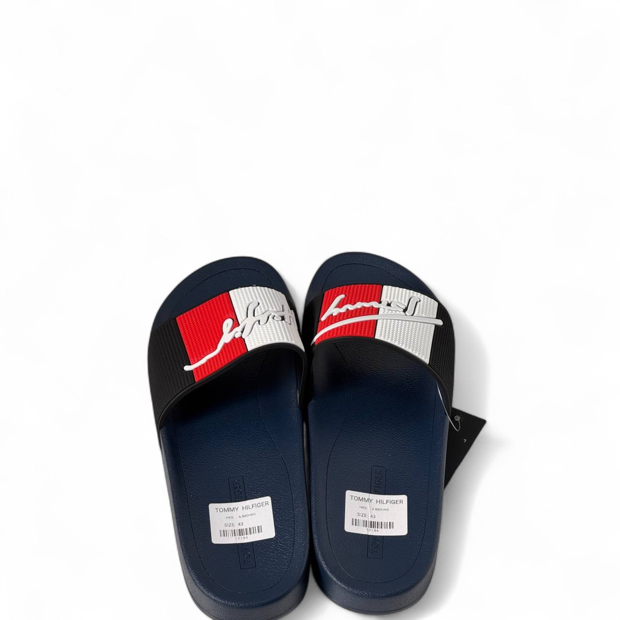 Tommy Hilfiger Flag Slides – Navy | Embossed Signature Style 🇺🇸💙🔥