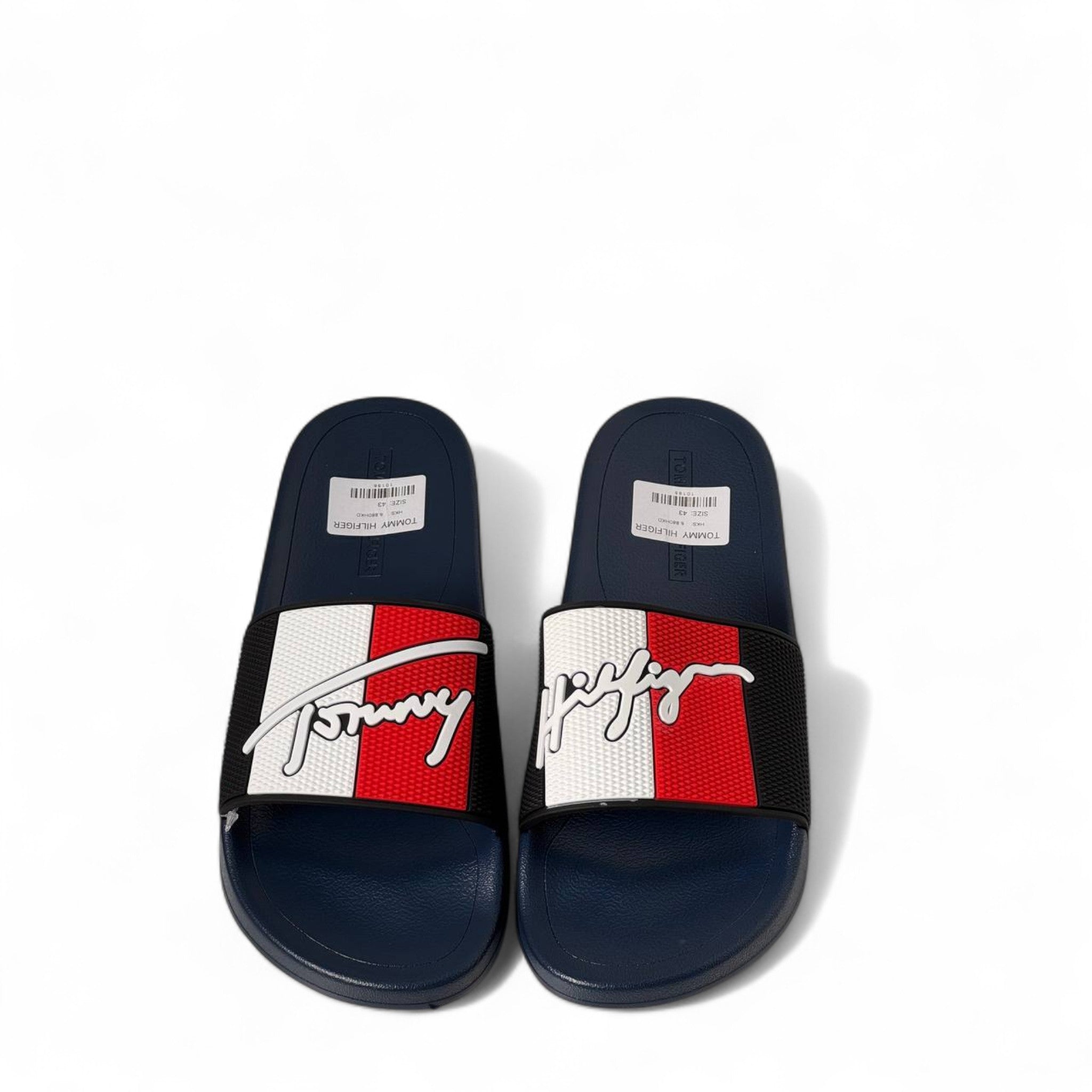 Tommy Hilfiger Flag Slides – Navy | Embossed Signature Style 🇺🇸💙🔥