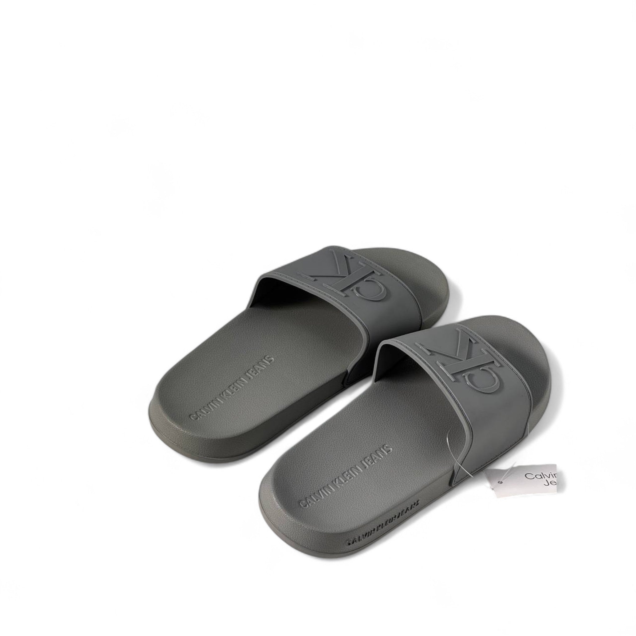 Calvin Klein Monochrome Slides – Grey | Minimalist Comfort ☁️🩶✨ wet