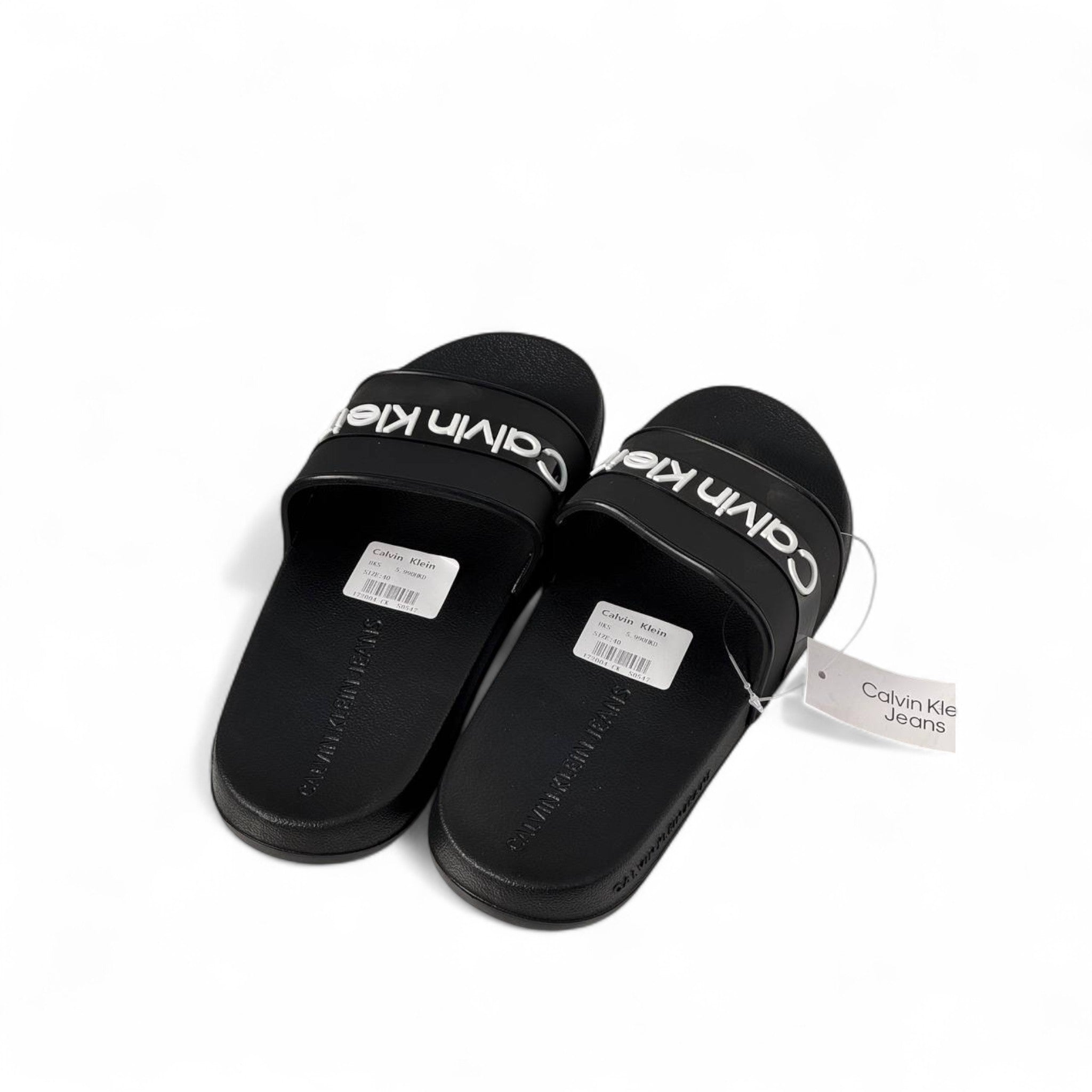 Calvin Klein Jeans Slides – Black & White | Sleek Urban Comfort 🖤🕶️✨