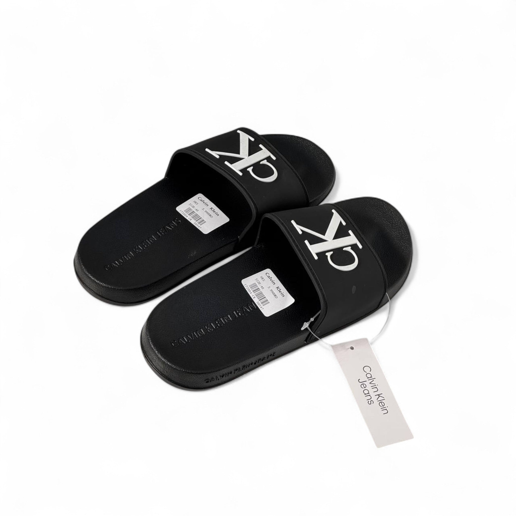 Calvin Klein CK Logo Slides – Black | Bold Minimalist Style 🖤👣🔥