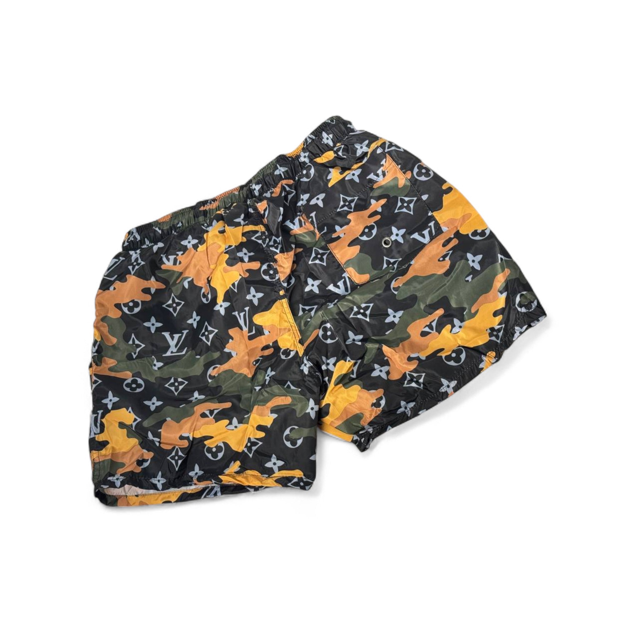 Louis Vuitton Camouflage Swim Shorts – Iconic Monogram in Jungle Tones 🟢🟠🖤