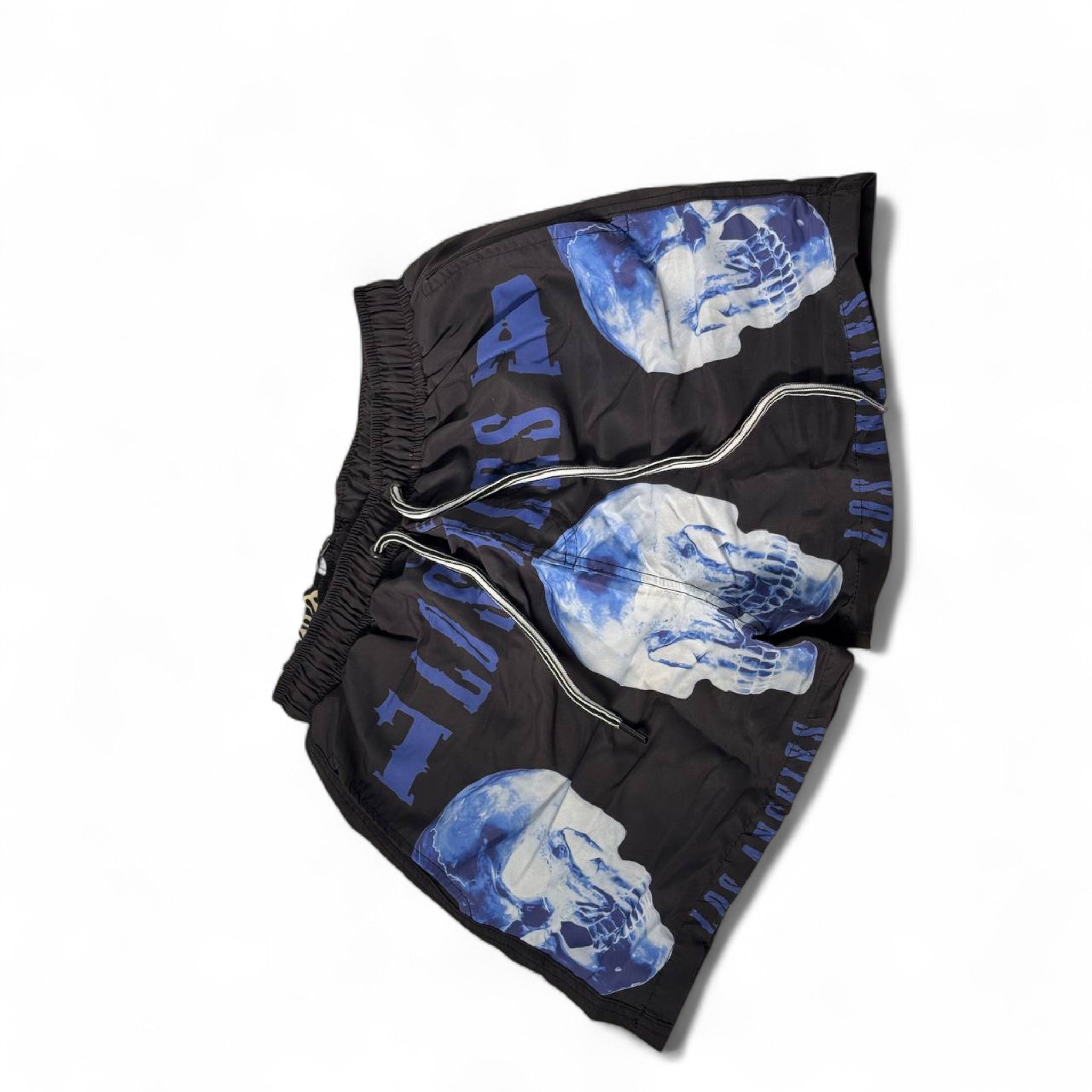 Hellstar Skull Swim Shorts – Black & Electric Blue 🔥💀⚡