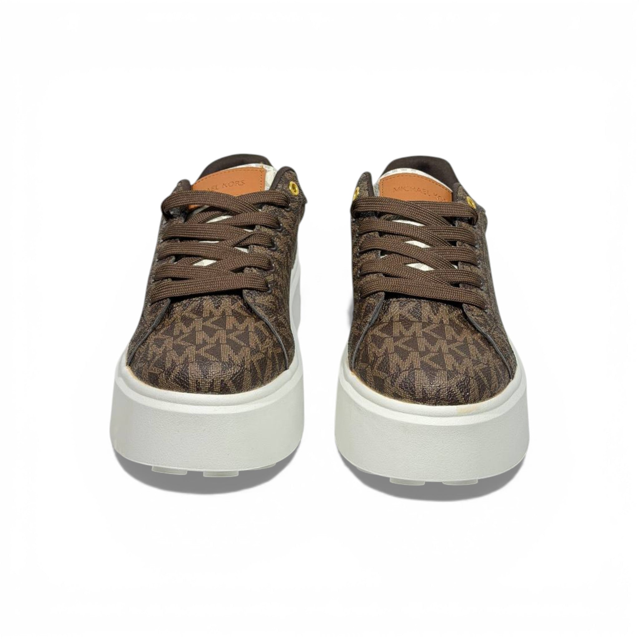 🤎✨ Michael Kors Platform Logo Sneakers – Brown Signature Edition ✨🤎