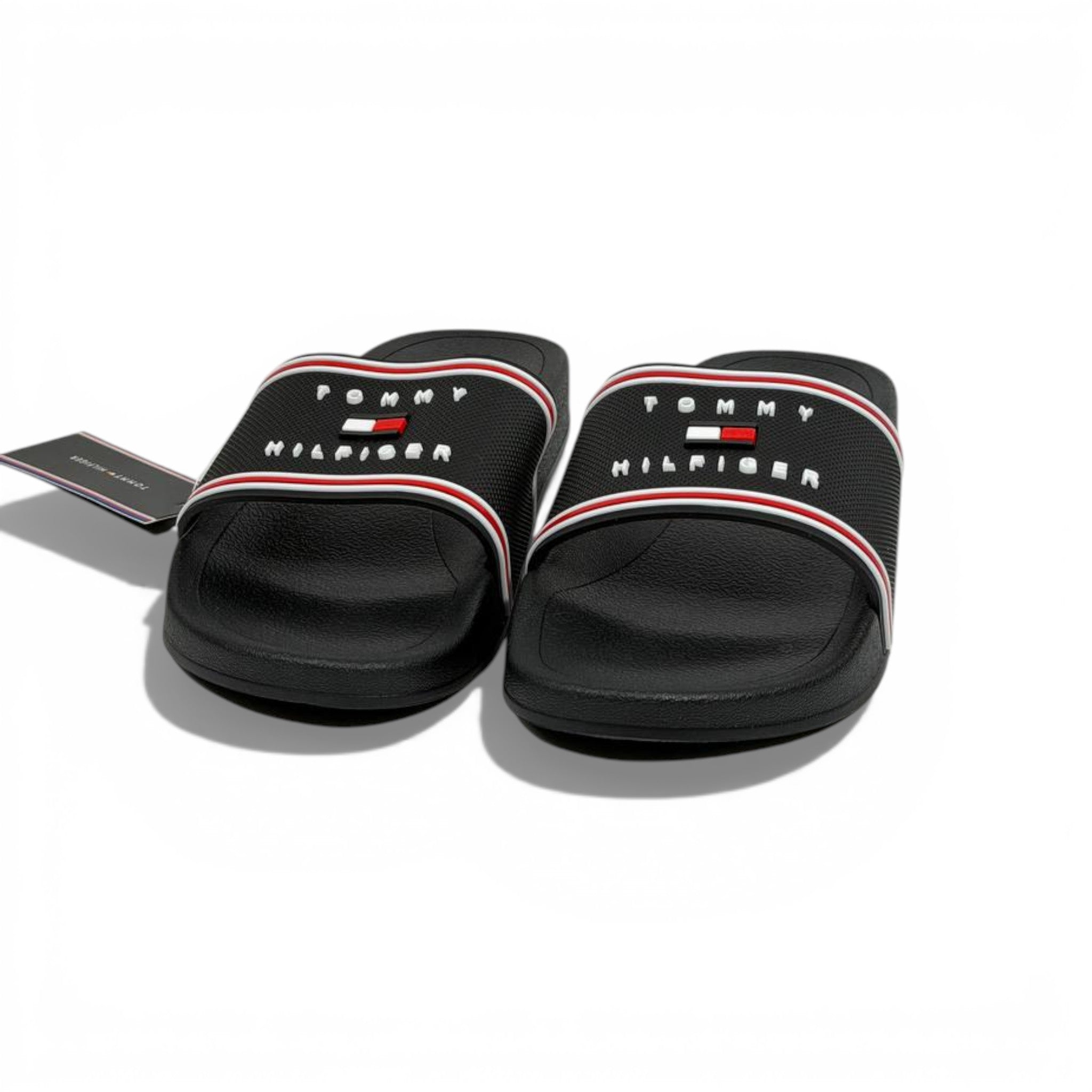 🖤✨ Tommy Hilfiger Logo Slide Slippers – Black Classic Edition ✨🖤
