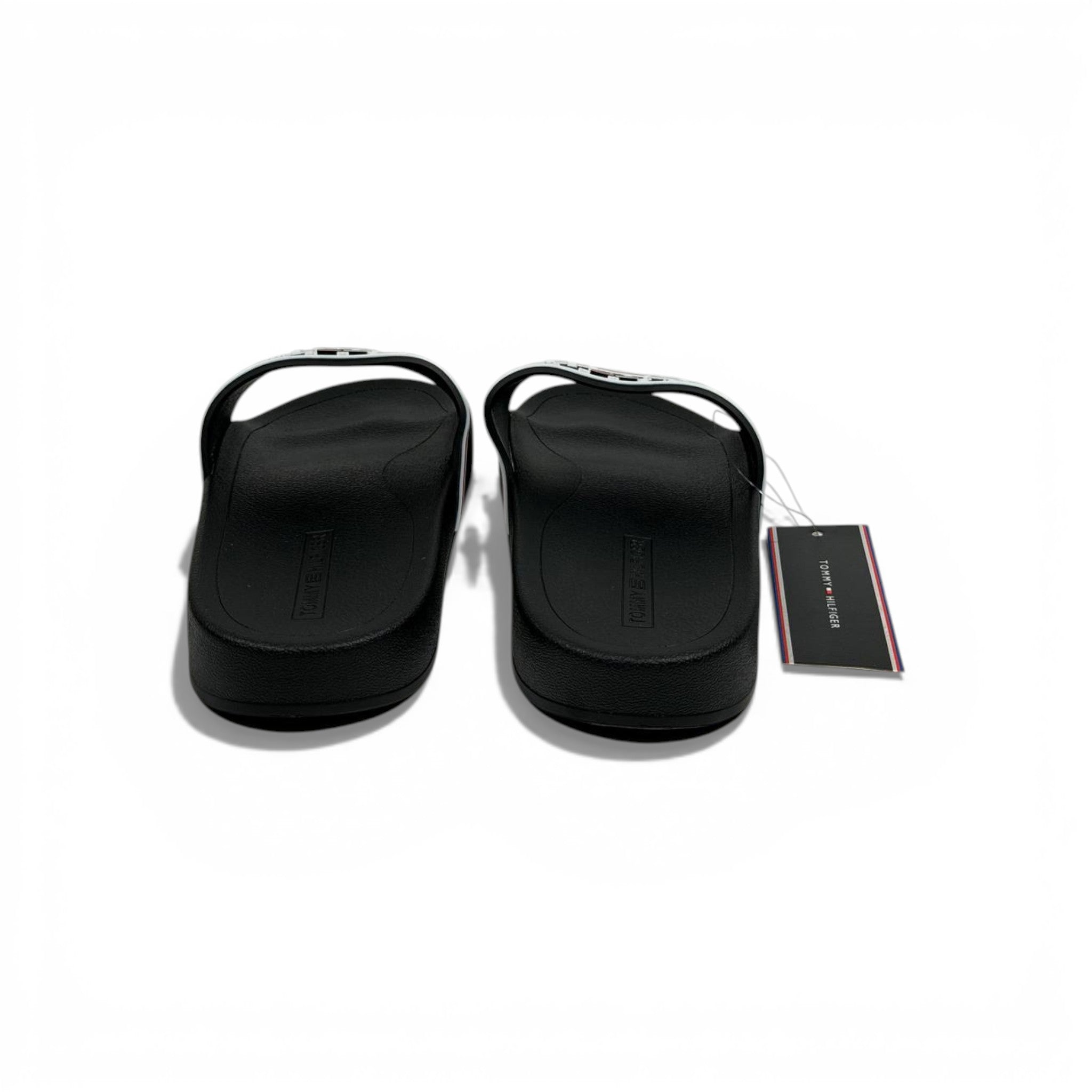 🖤✨ Tommy Hilfiger Logo Slide Slippers – Black Classic Edition ✨🖤