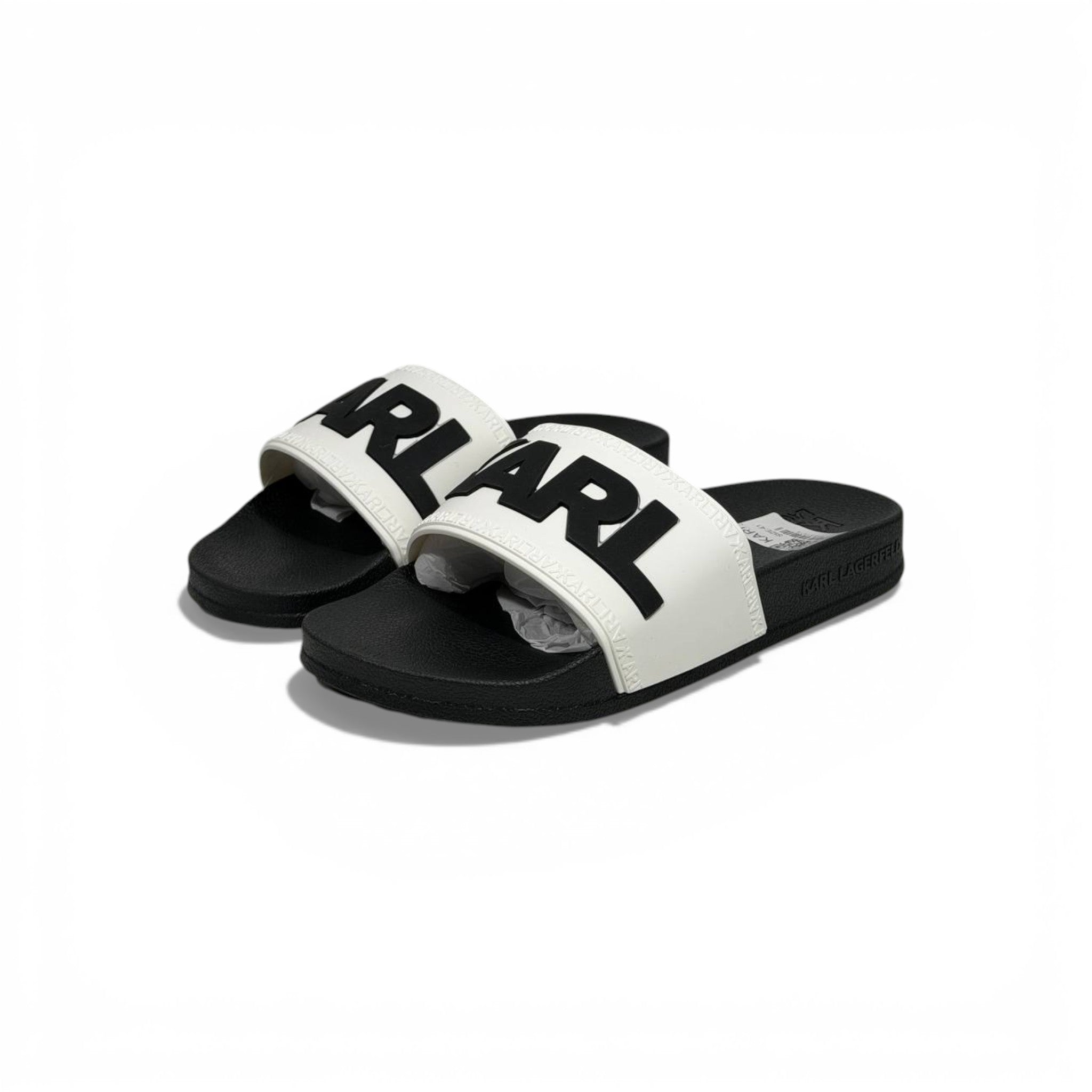 🖤 Karl Lagerfeld Bold Logo Slide Slippers – Black & White