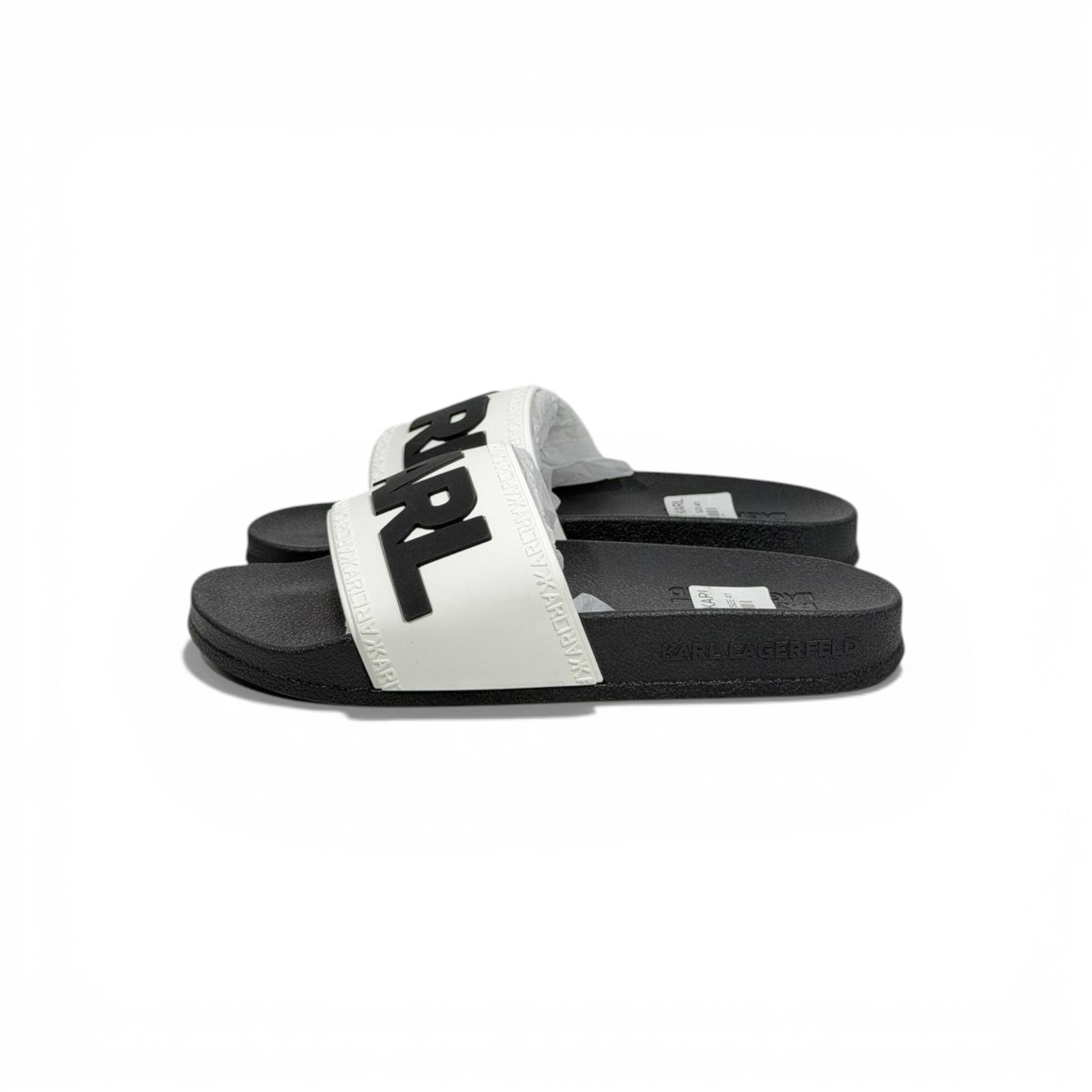 🖤 Karl Lagerfeld Bold Logo Slide Slippers – Black & White