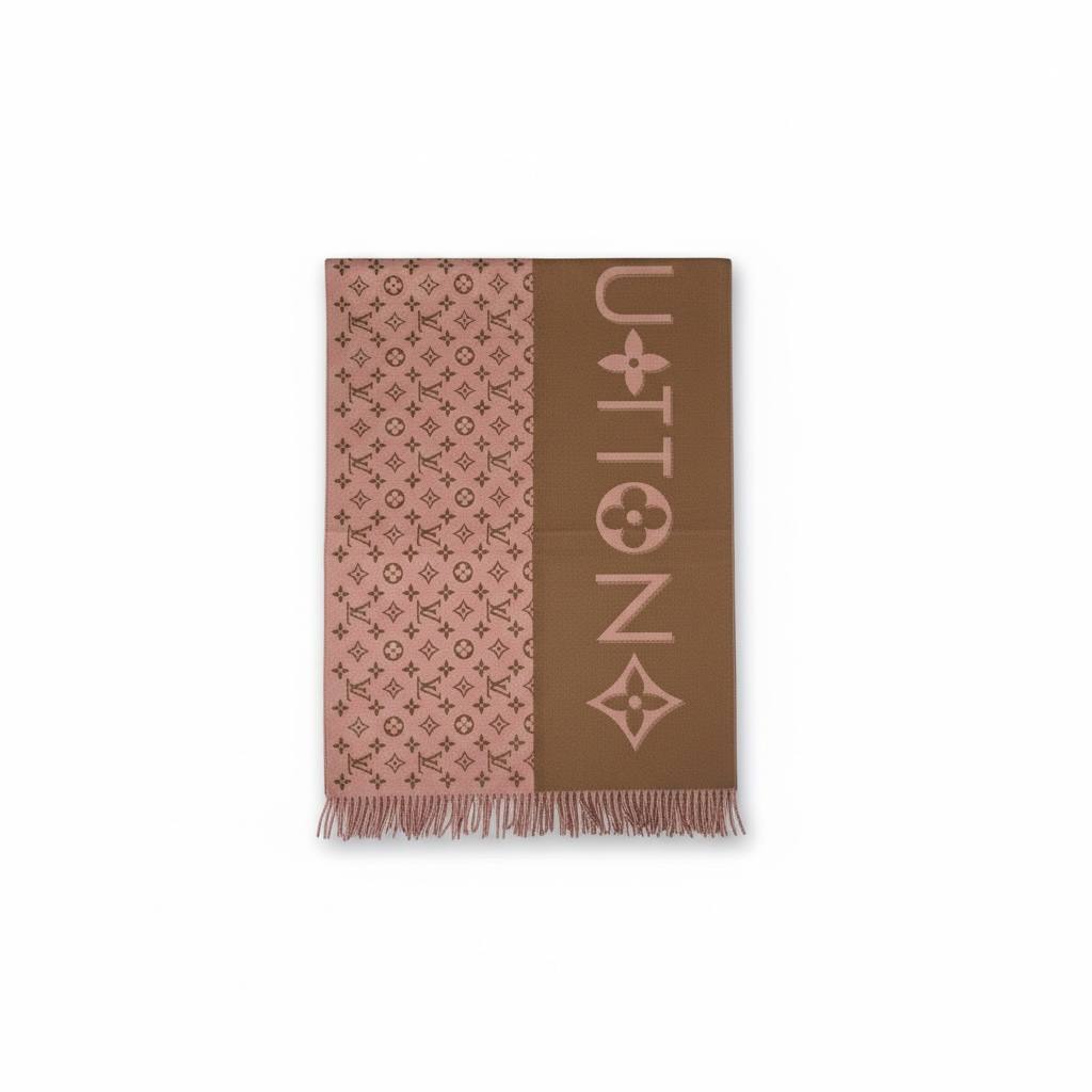 🤎 Louis Vuitton Brown And Blush Monogram Winter Scarf