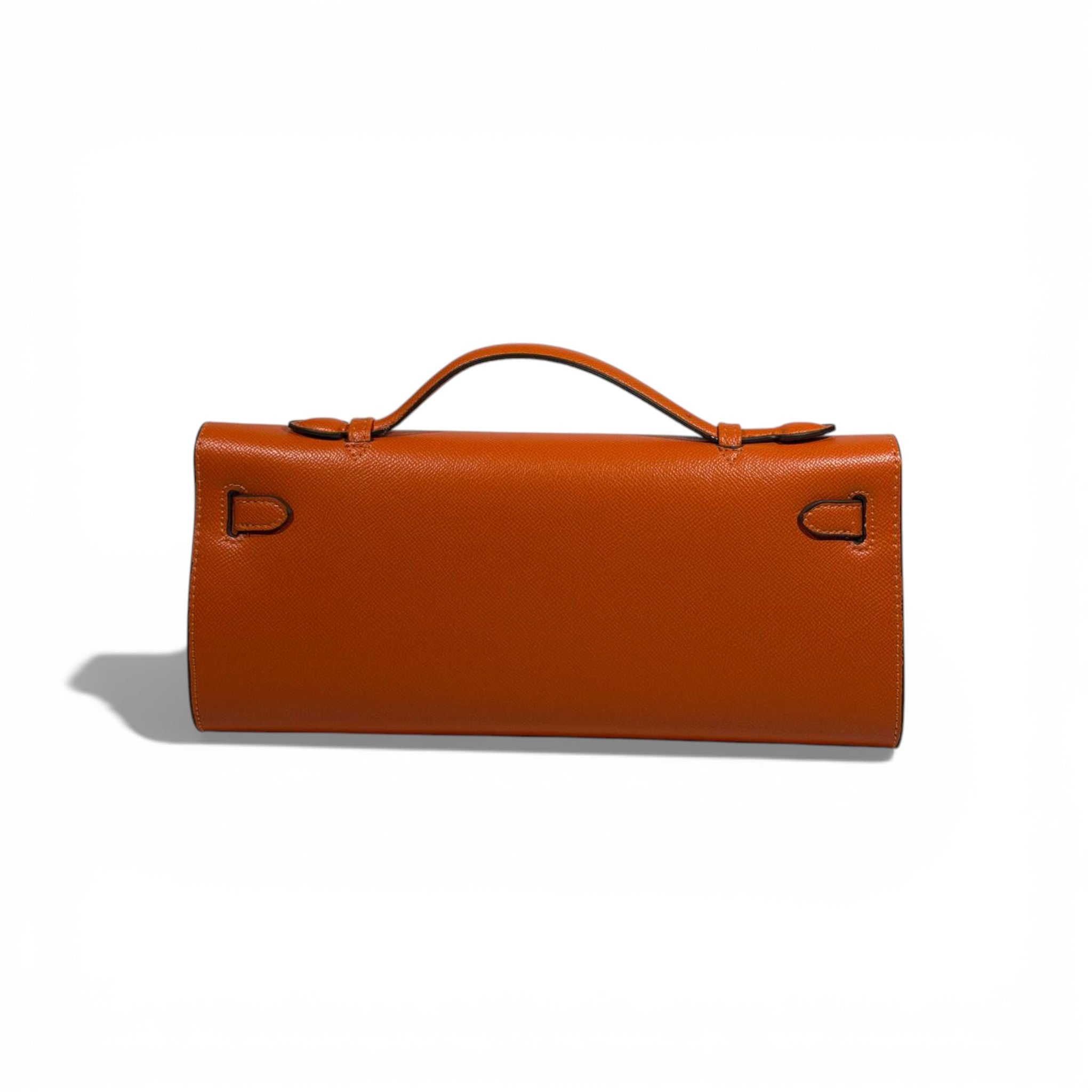 𧥠Hermès Orange Leather Kelly Style Clutch