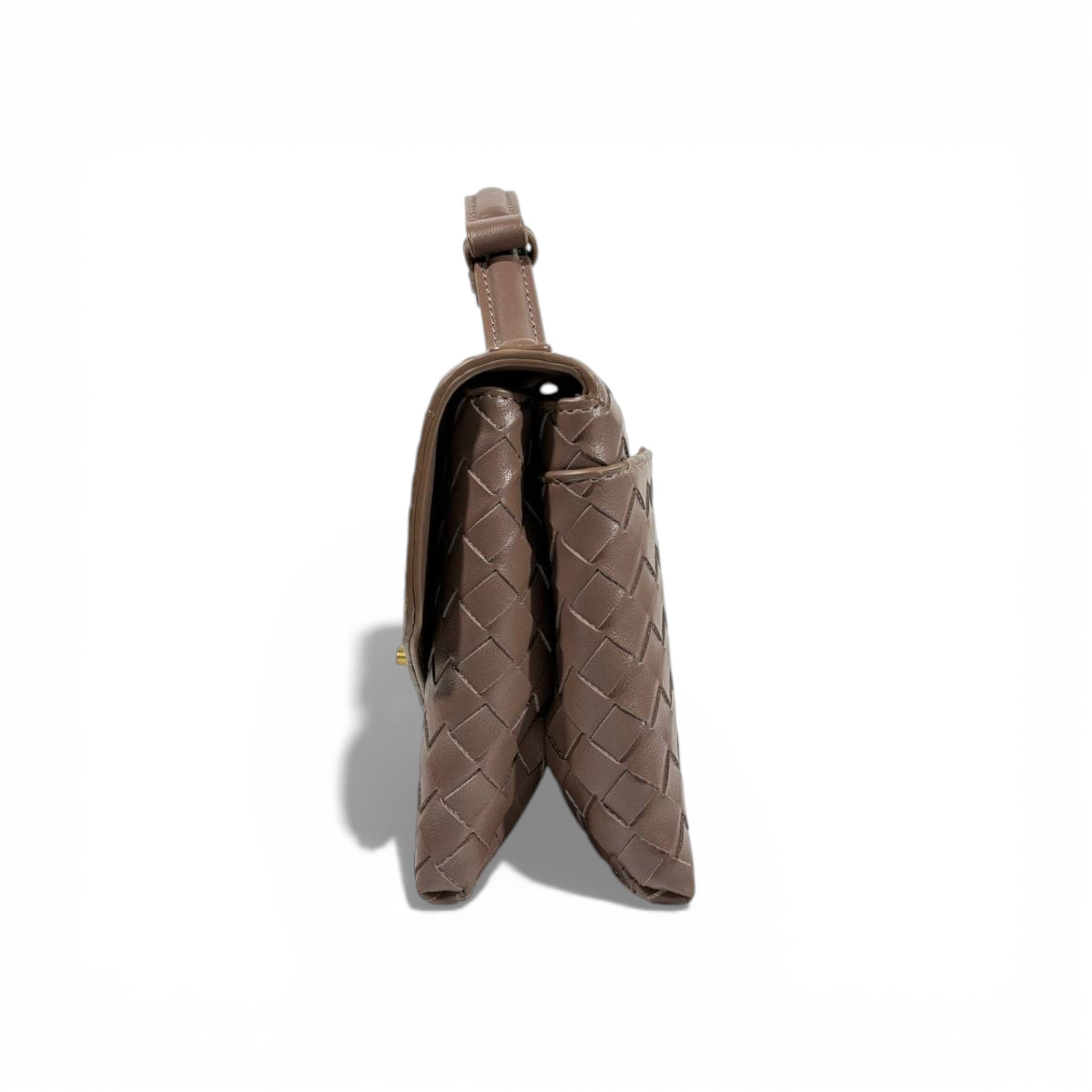 👜 Bottega Veneta Intrecciato Leather Top-Handle Bag – Taupe 🤎